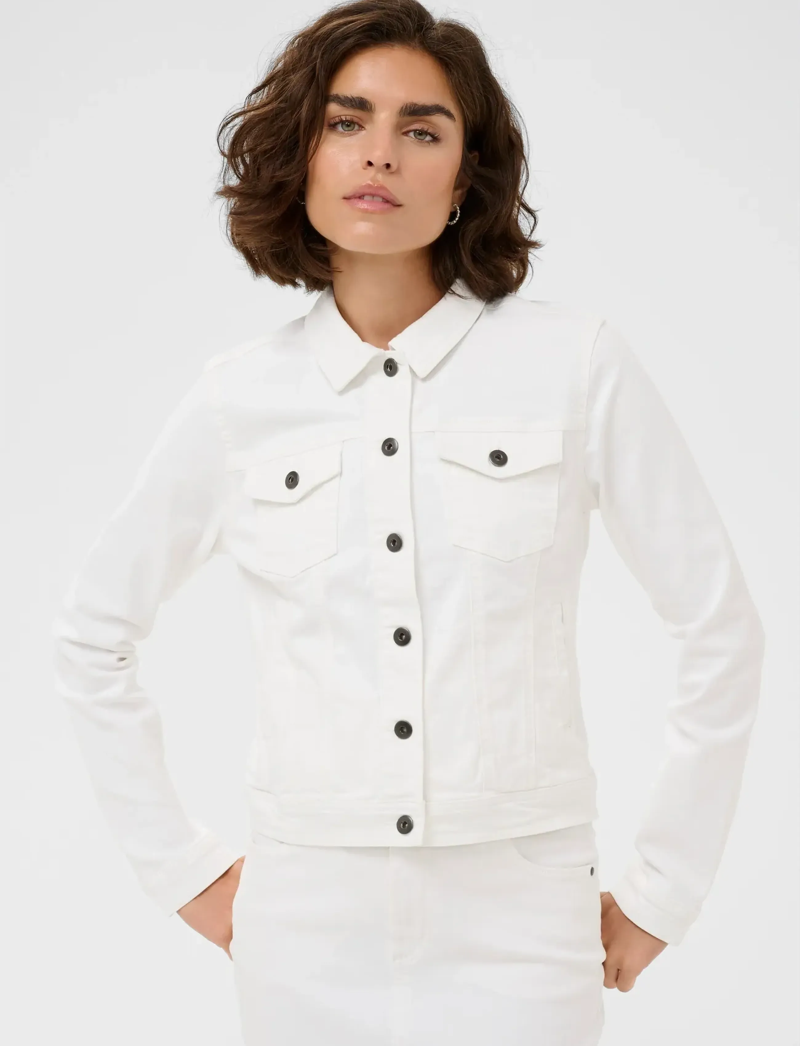 Kaffe Kazelina Denim Jacket, 40, Jackets, Weiß - Denim, Frauen