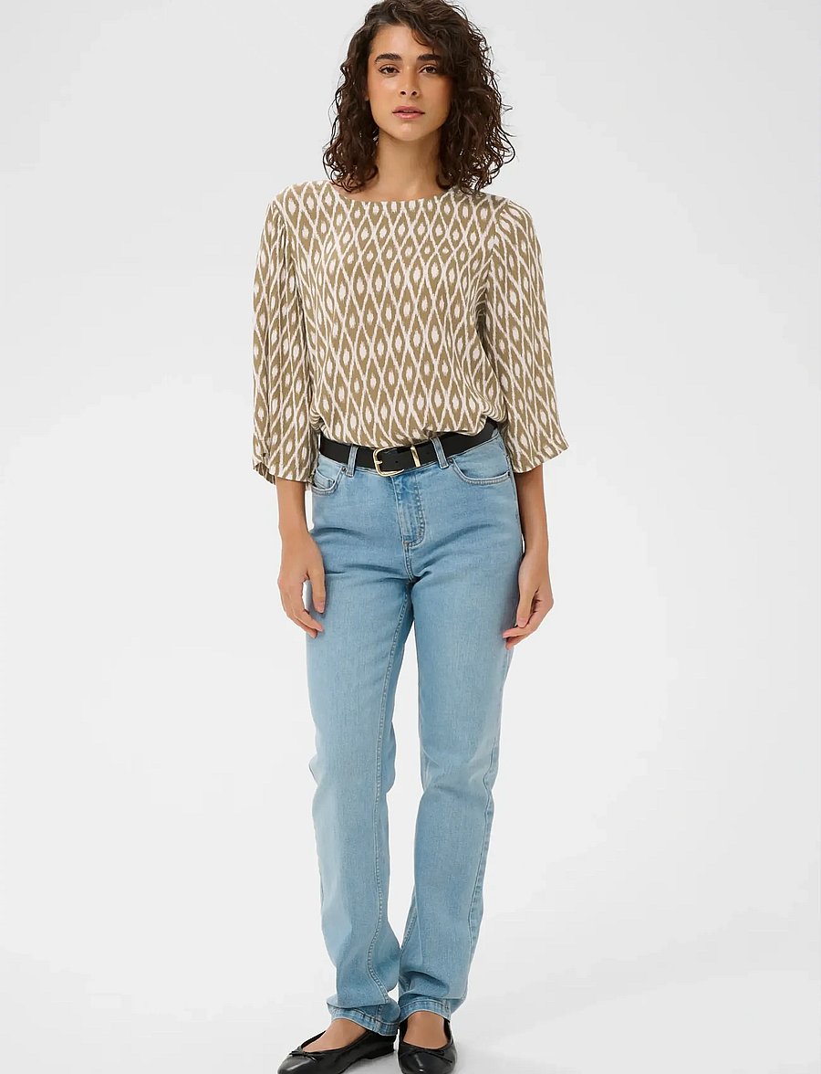 Kaffe - KAebellen Amber Blouse - langärmelige blusen - petrified oak/chalk graphic - 3