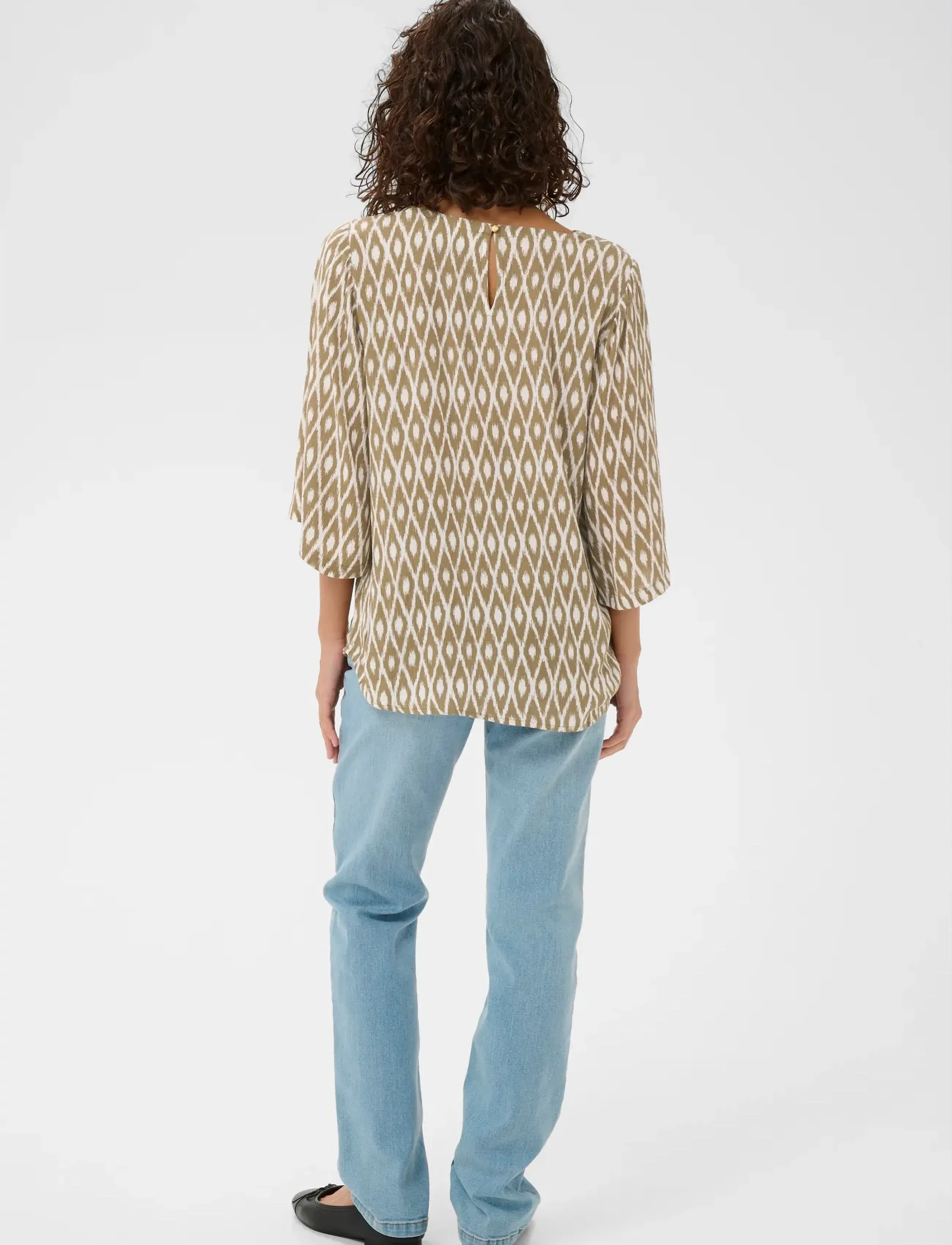 Kaffe - KAebellen Amber Blouse - long sleeved blouses - petrified oak/chalk graphic - 4
