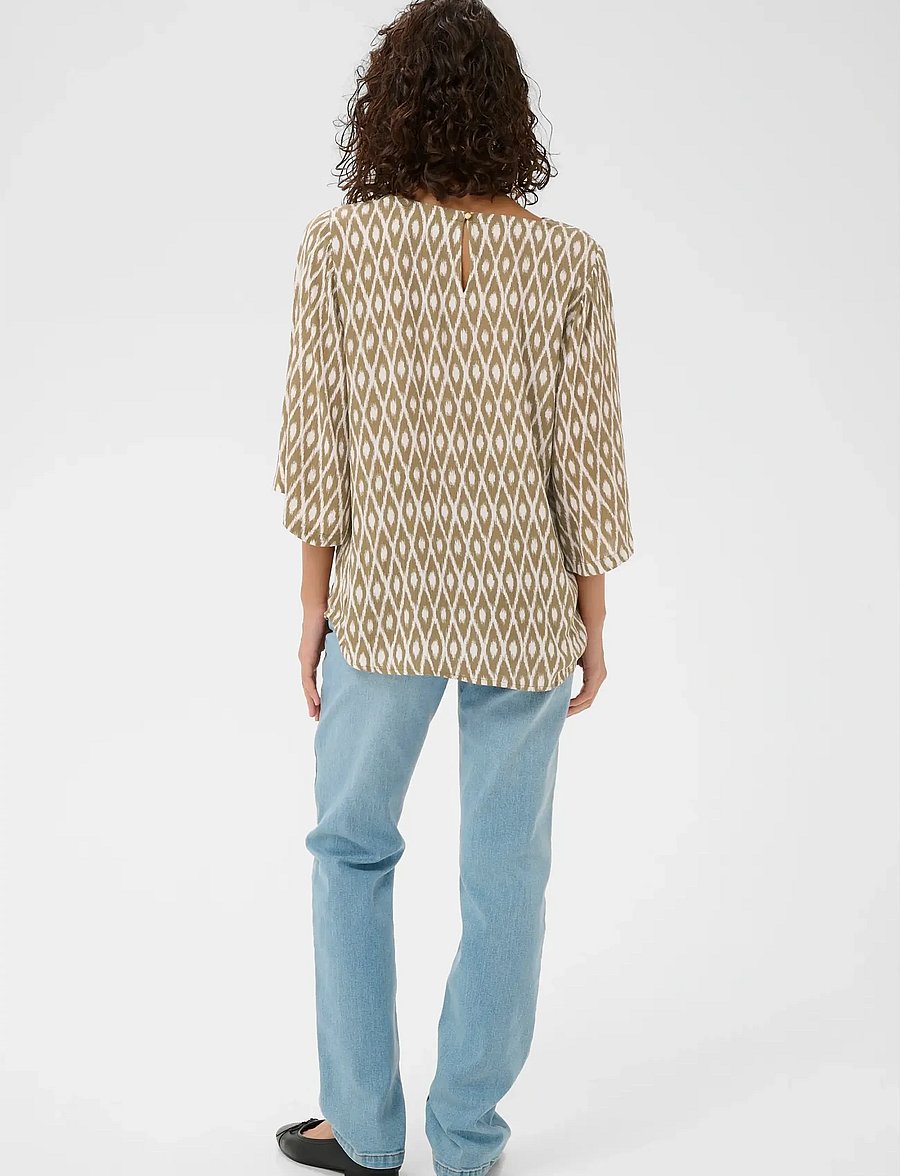 Kaffe - KAebellen Amber Blouse - langärmelige blusen - petrified oak/chalk graphic - 4