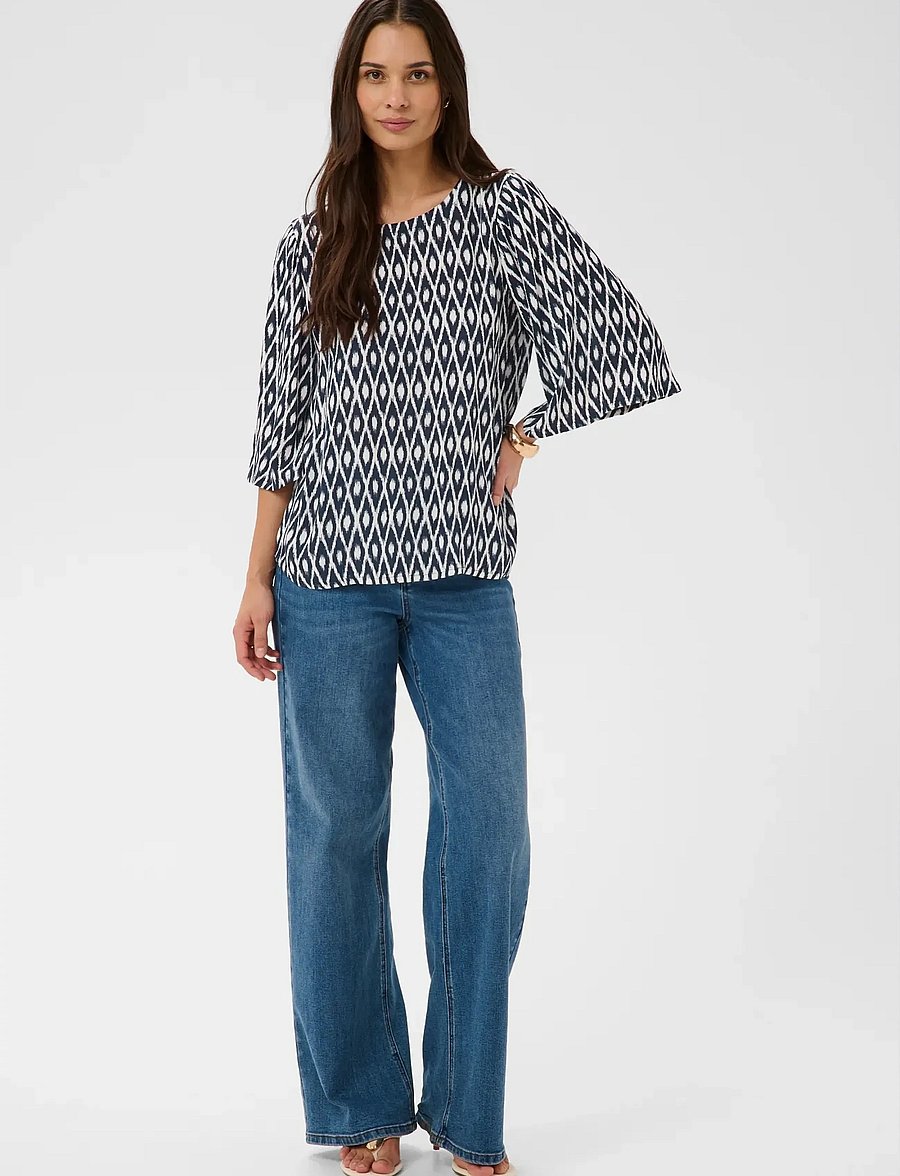 Kaffe - KAebellen Amber Blouse - långärmade blusar - midnight chalk graphic - 3