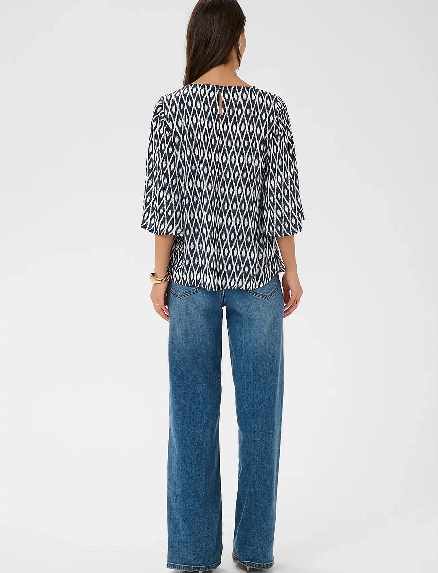 Kaffe - KAebellen Amber Blouse - långärmade blusar - midnight chalk graphic - 4