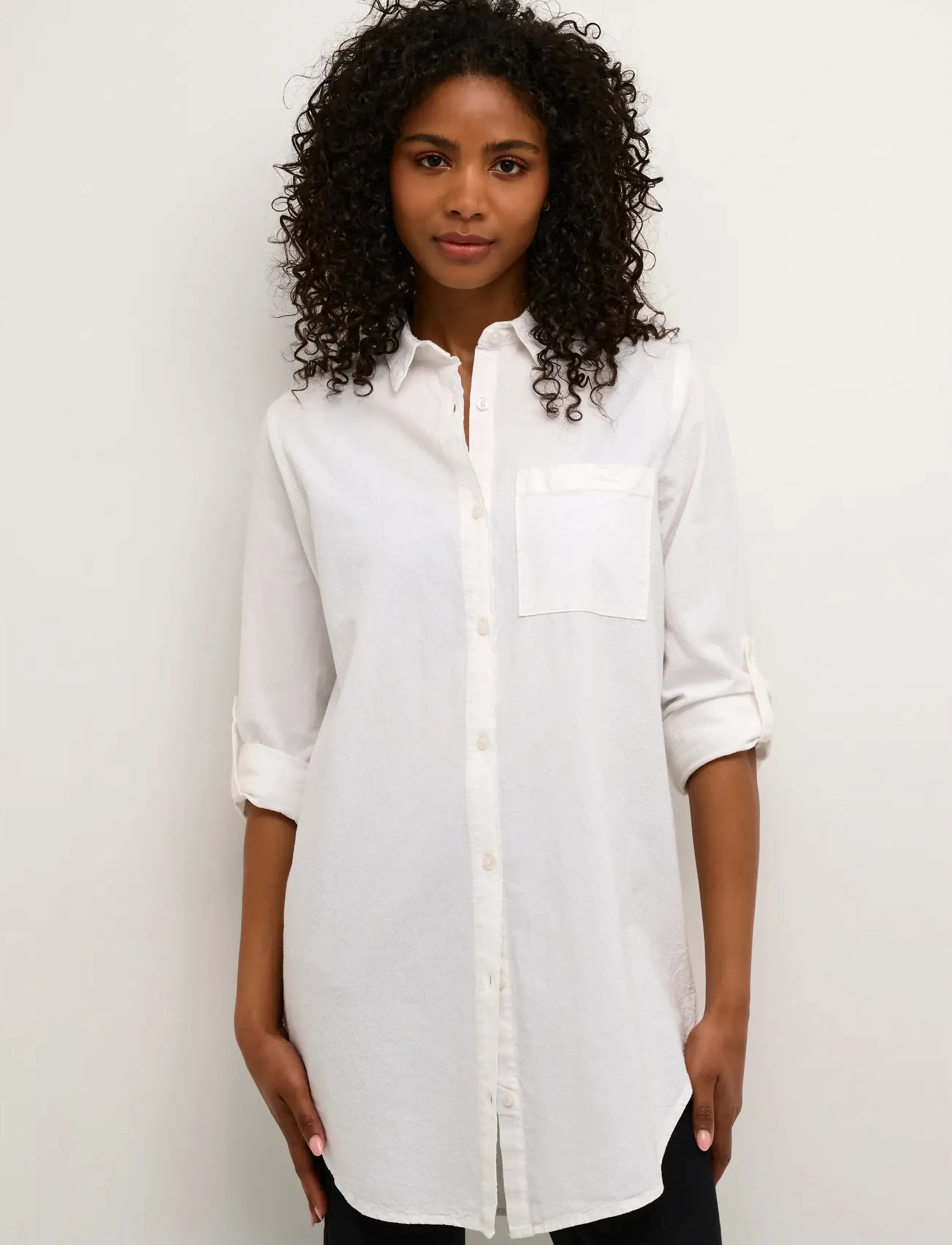 Kaffe Kanaya Shirt Tunic, 40, White, Skjorter > Langærmede, Dame