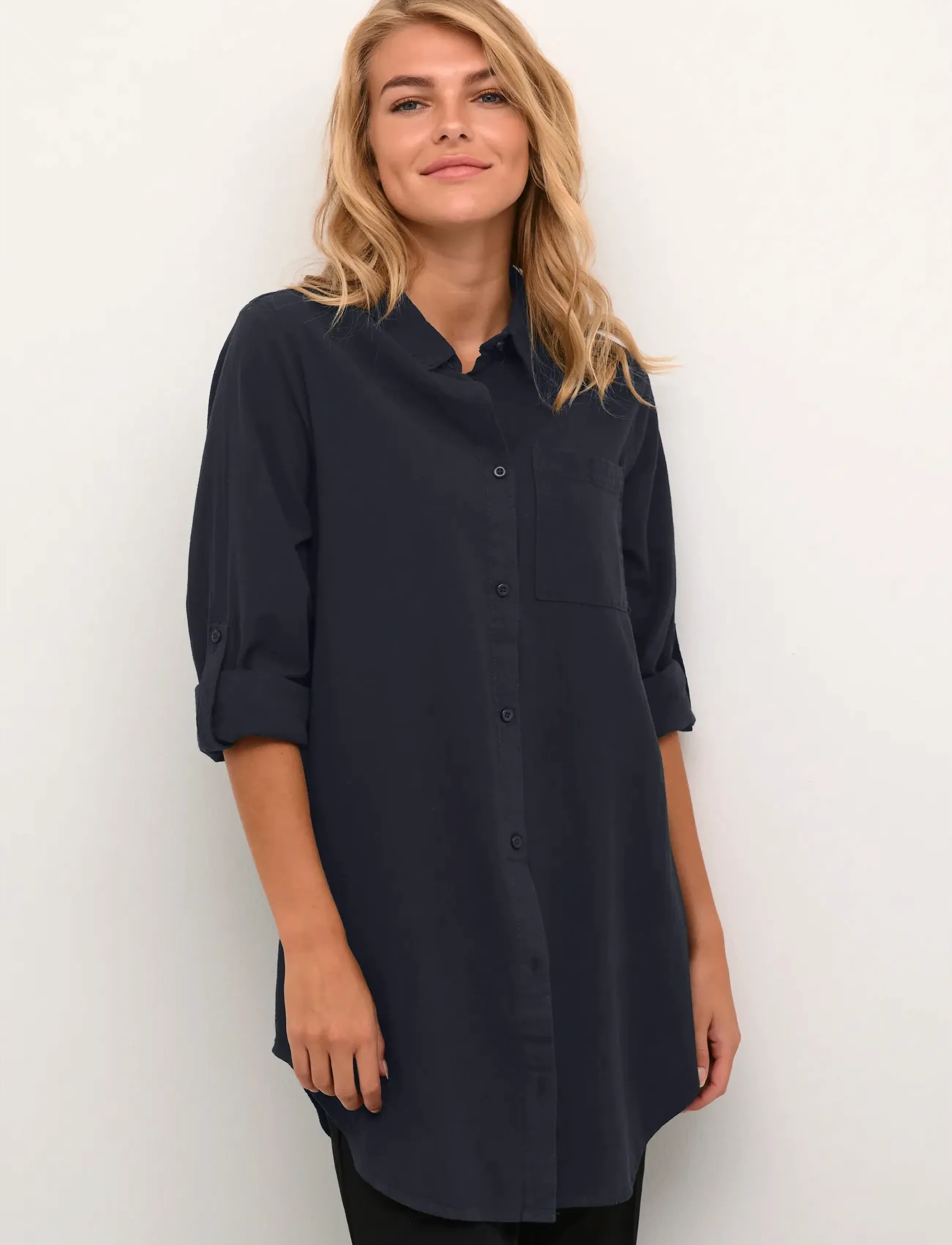 Kaffe Kanaya Shirt Tunic, 34, Navy, Skjorter > Langærmede, Dame
