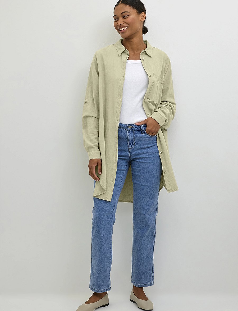 Kaffe - KAnaya Shirt Tunic - langärmlige hemden - seagrass - 4