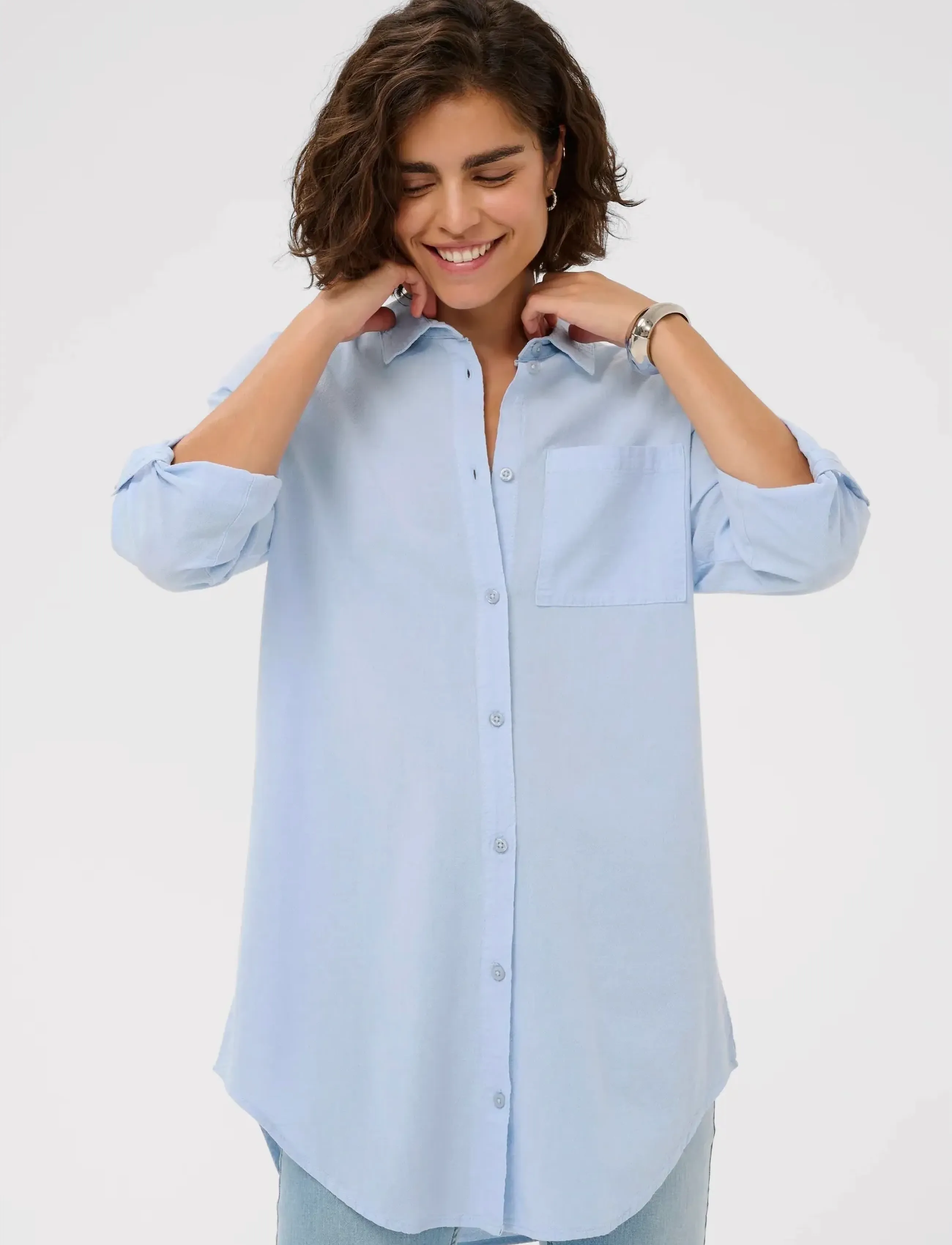 Kaffe Kanaya Shirt Tunic, 34, Blue, Skjorter > Langærmede, Dame