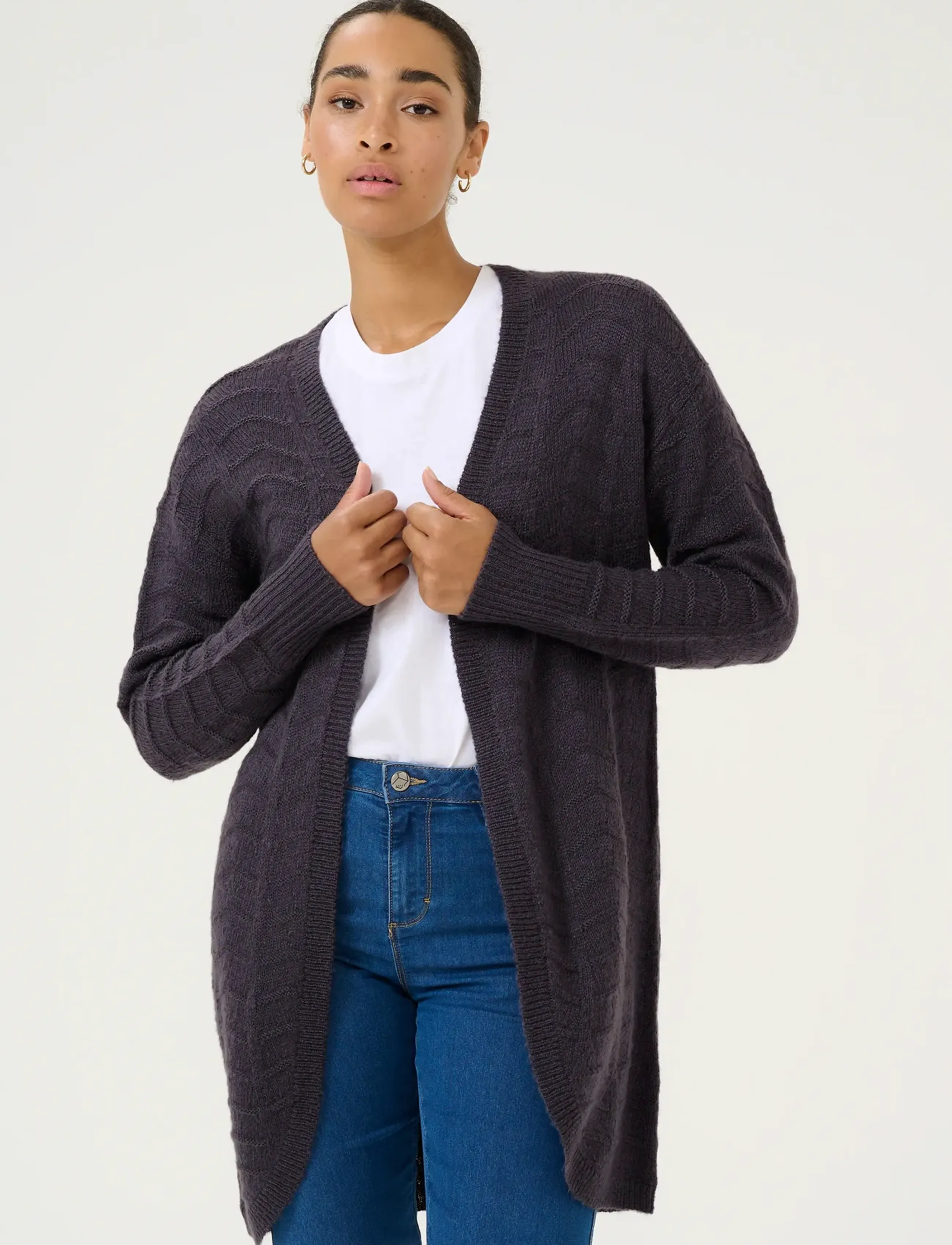 Kaffe Kaemria Knit Cardigan, L, Grey, Strik > Cardigans, Dame