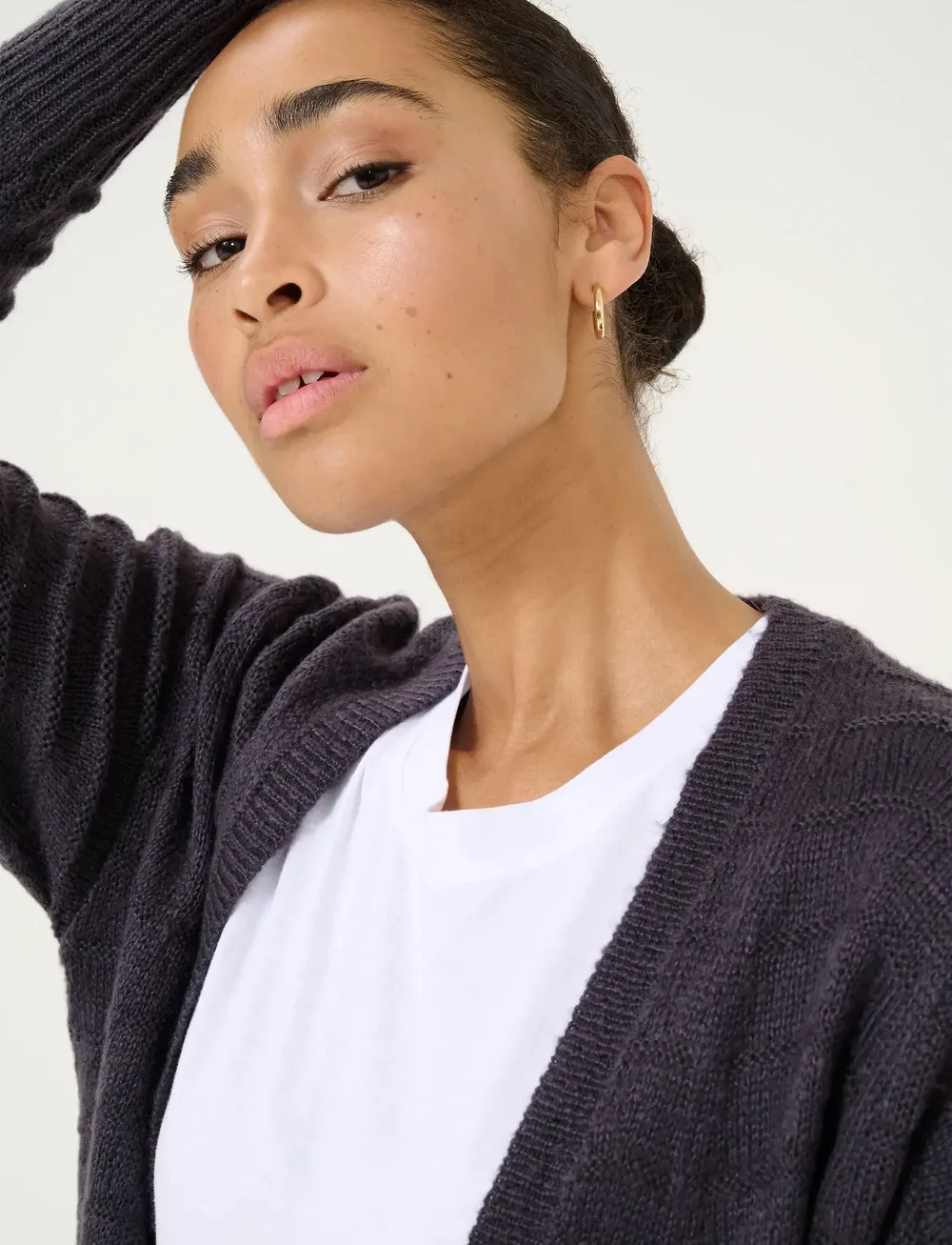 Kaffe - KAemria Knit Cardigan - cardigans - black oyster - 5