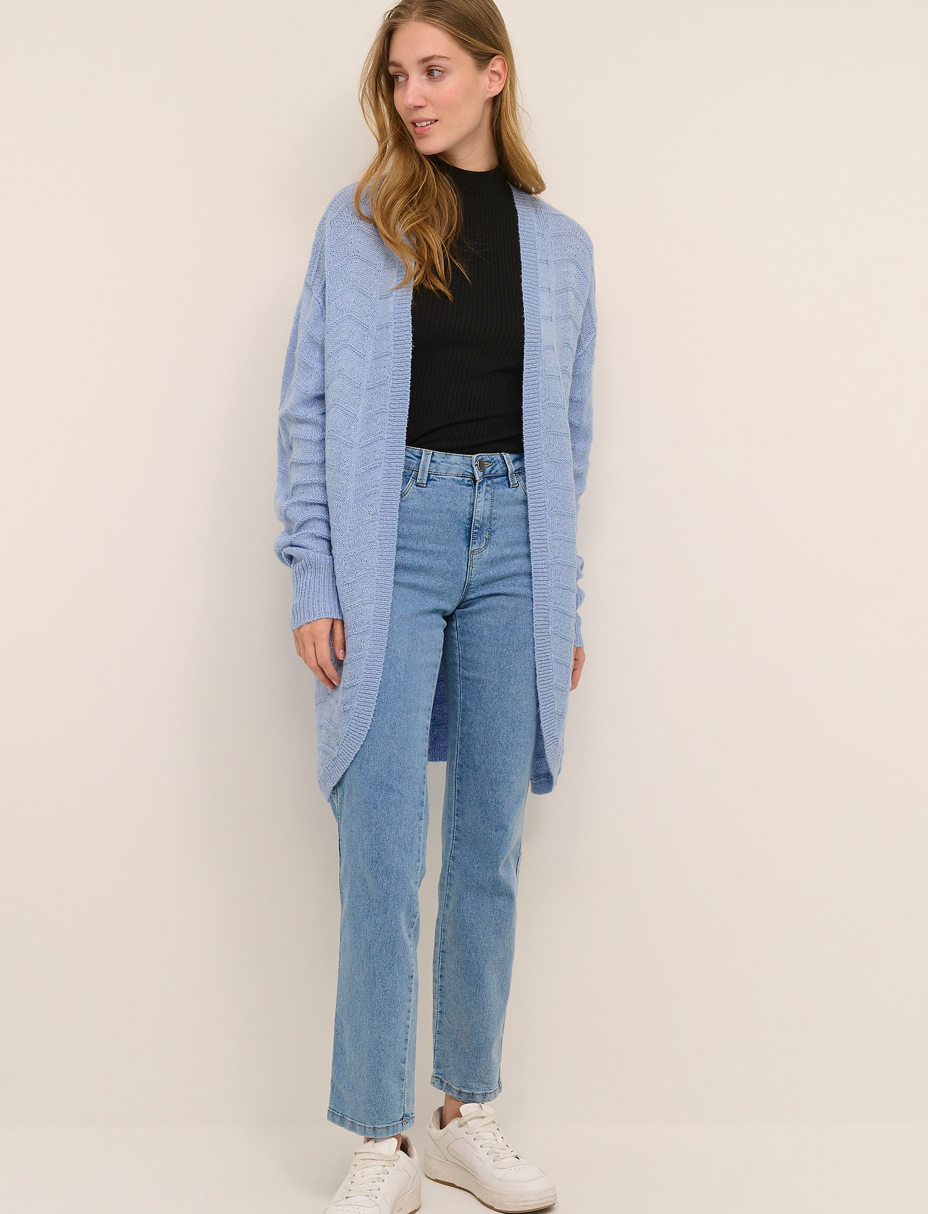 Kaffe - KAemria Knit Cardigan - koftor - cashmere blue - 3