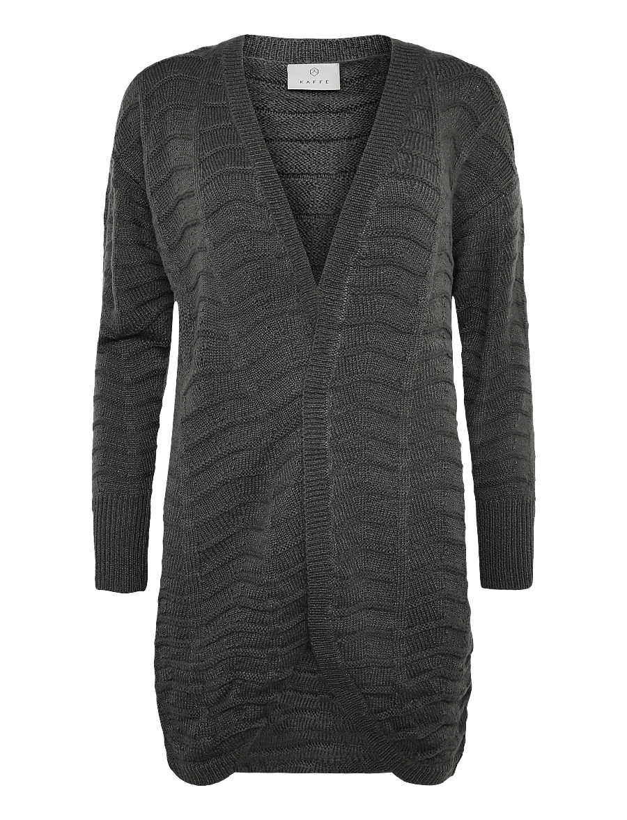 Kaffe - KAemria Knit Cardigan - koftor - dark grey melange - 0