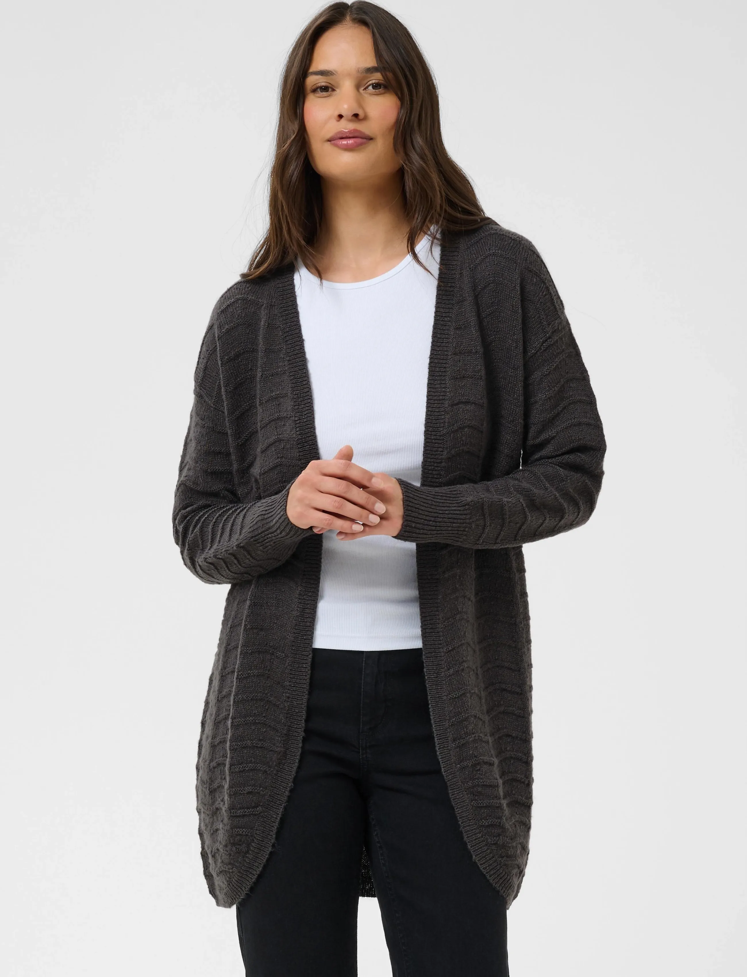 Kaffe - KAemria Knit Cardigan - kardiganid - dark grey melange - 2