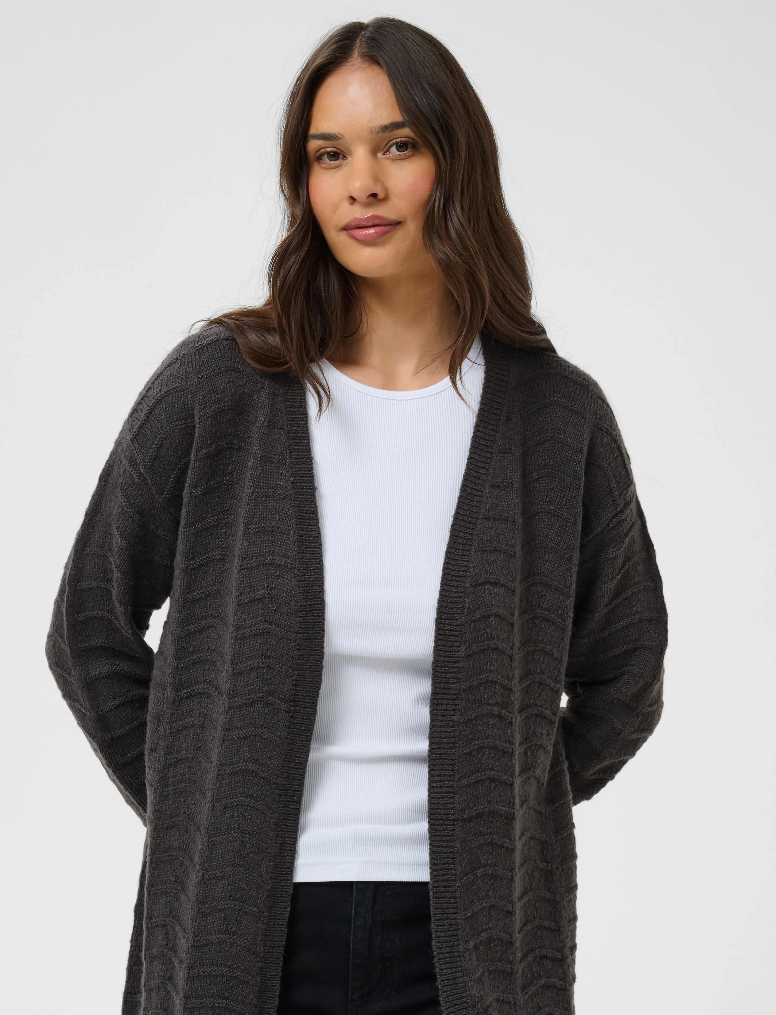 Kaffe - KAemria Knit Cardigan - kardiganid - dark grey melange - 5