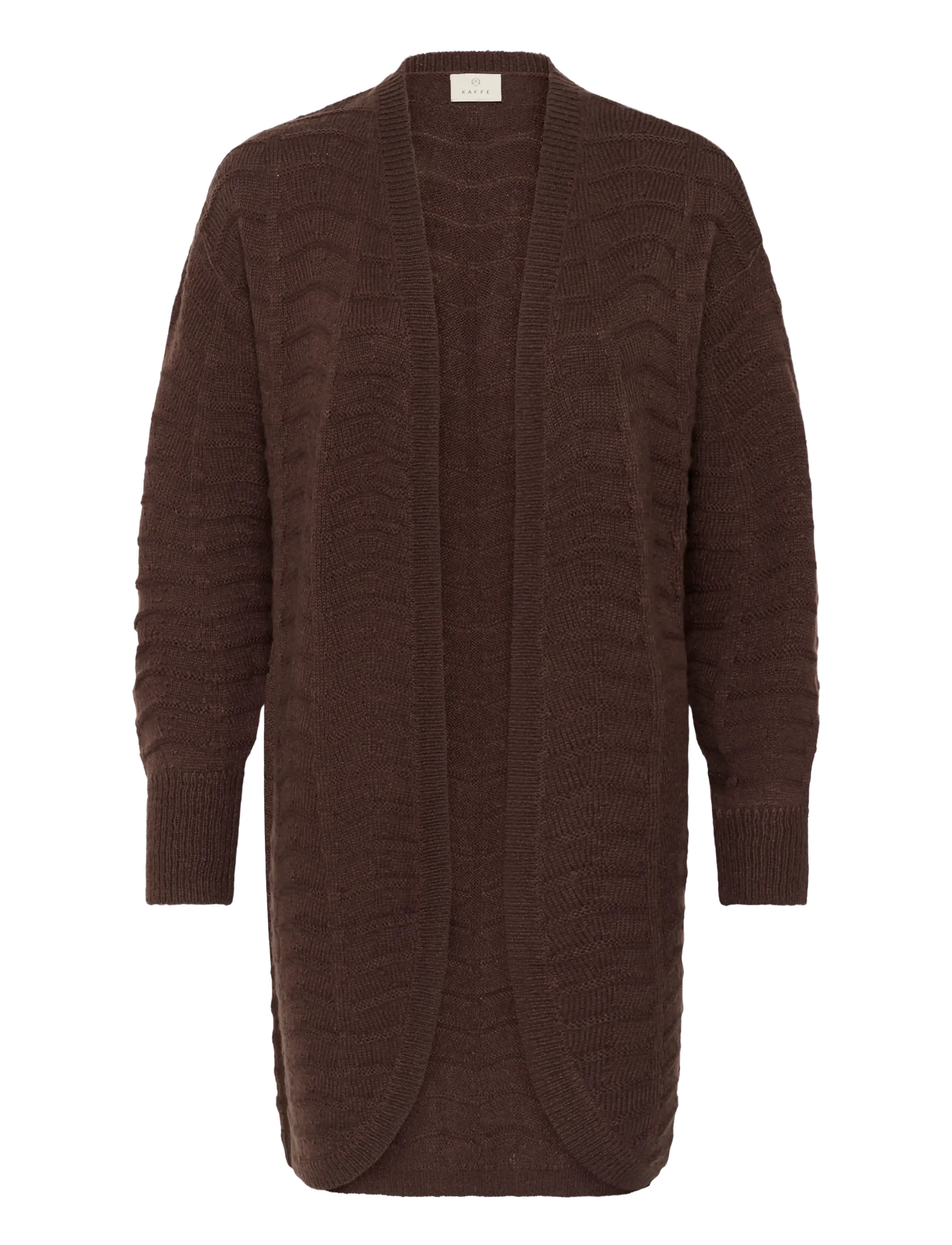 Kaffe Kaemria Knit Cardigan, Kvinder, Strikket Cardigan, Brun, Str: XXL