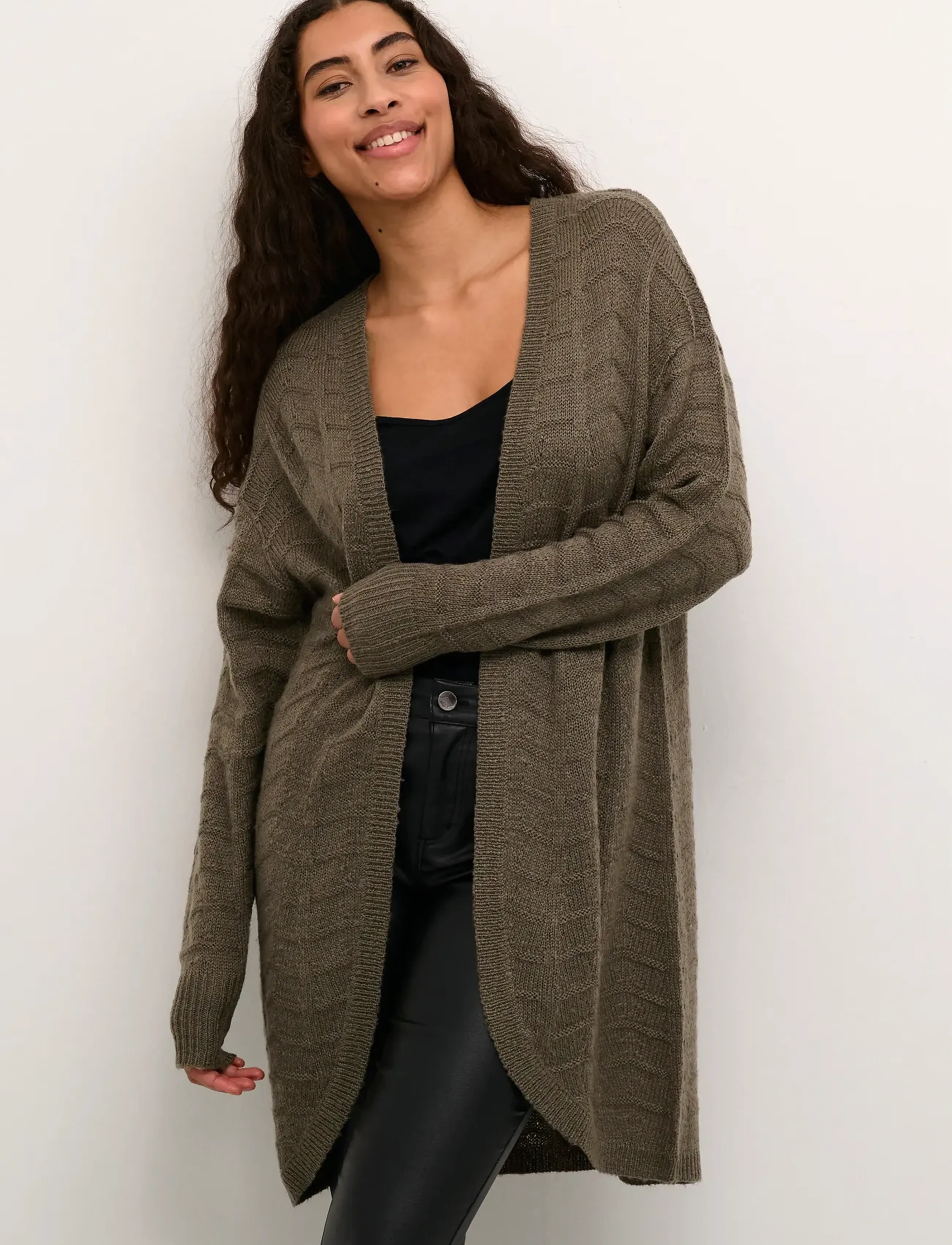 Kaffe Kaemria Knit Cardigan, XS, Brown, Strik > Cardigans, Dame