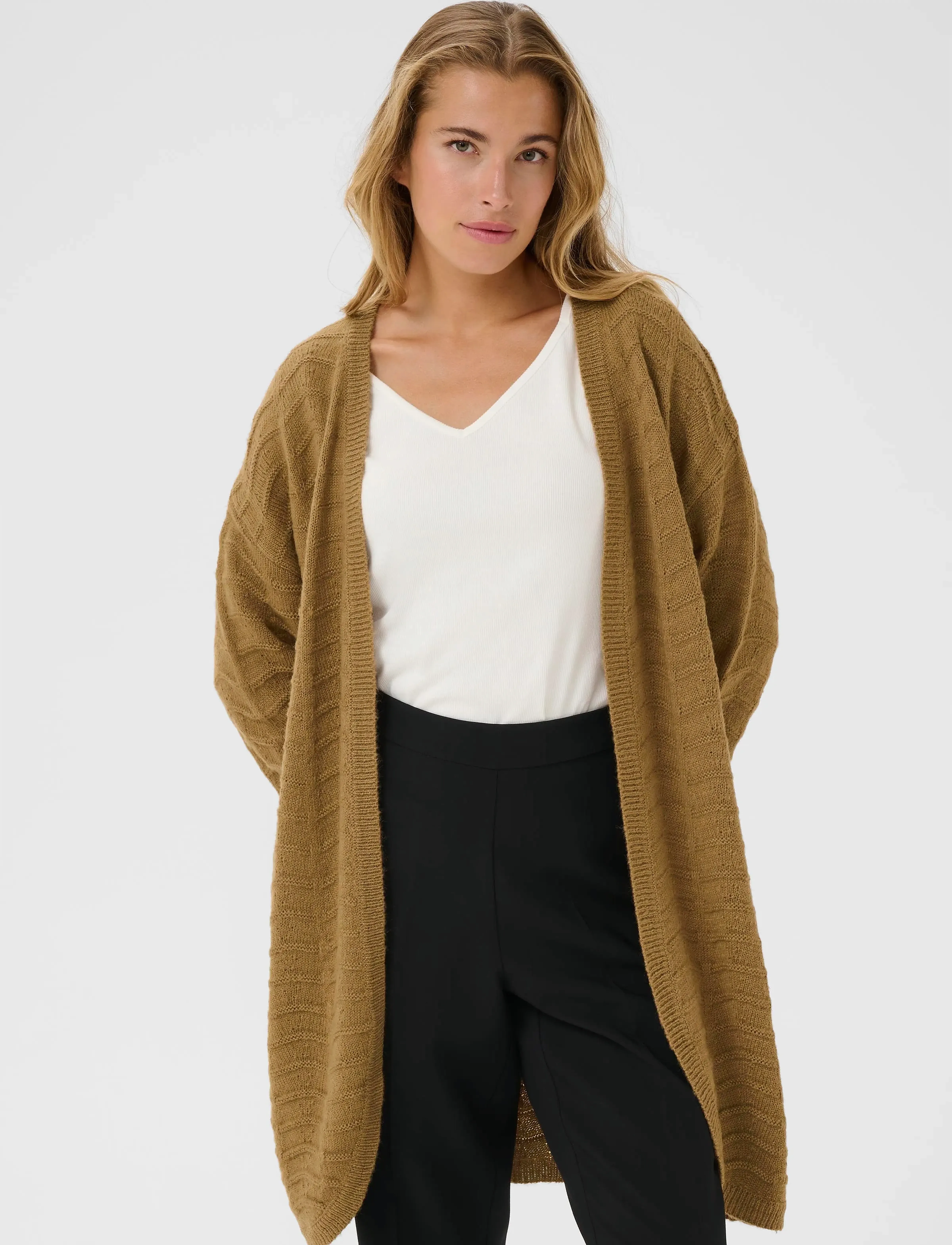 Kaffe KAemria Knit Cardigan - Knitwear - TOASTED COCONUT / brown