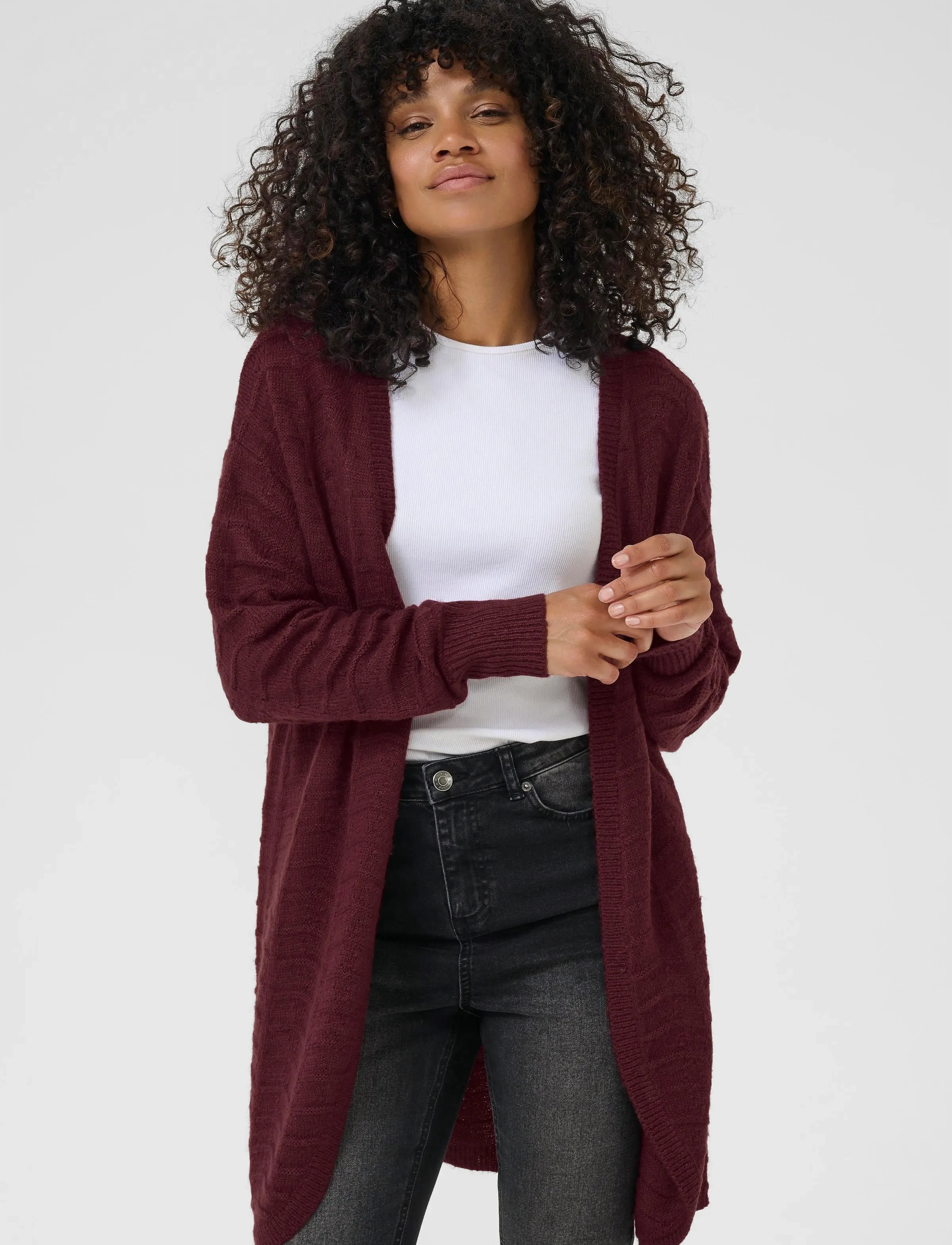Kaffe KAemria Knit Cardigan - Knitwear - WINDSOR WINE / burgundy