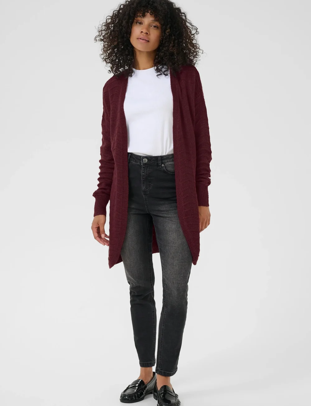 Kaffe - KAemria Knit Cardigan - cardigans - windsor wine - 3