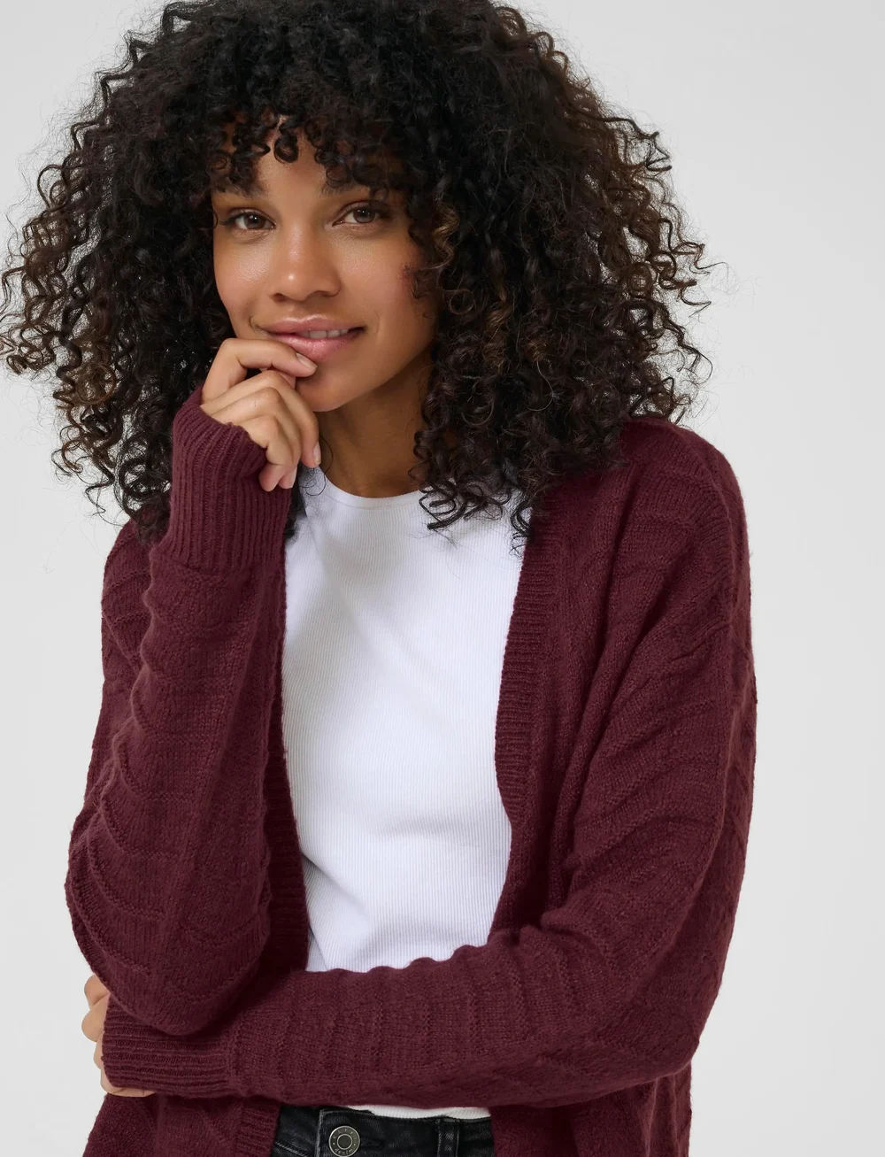 Kaffe - KAemria Knit Cardigan - cardigans - windsor wine - 5
