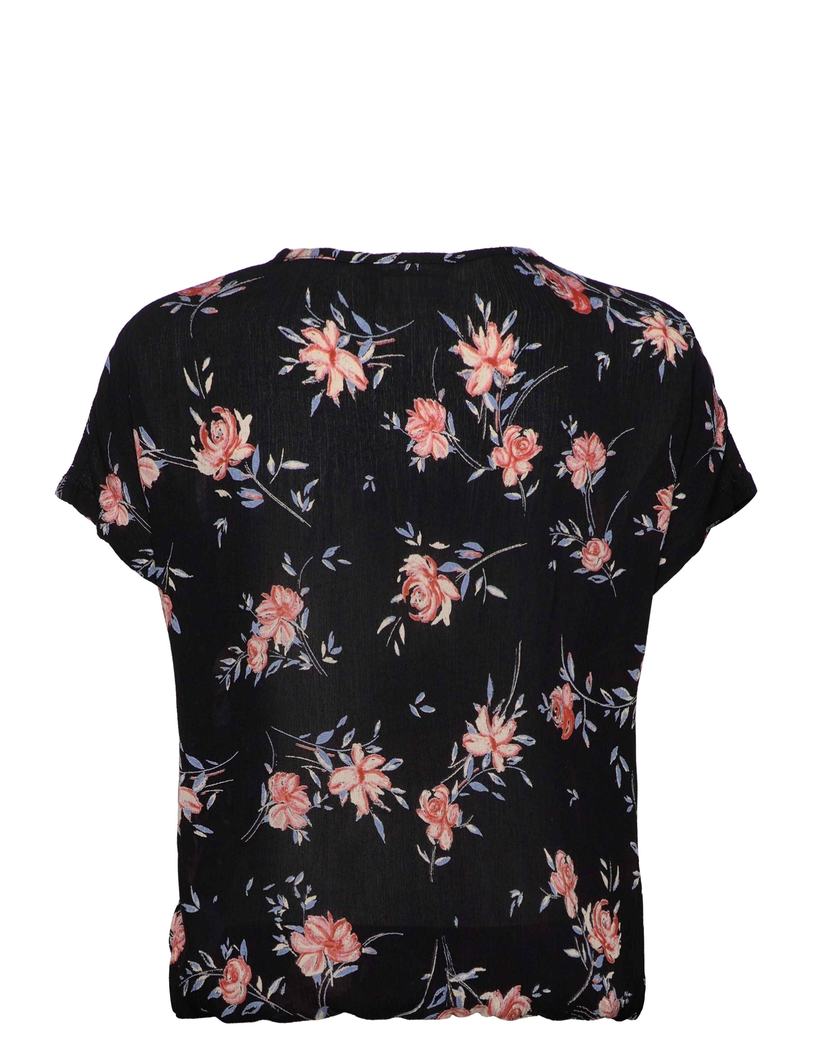 Kaffe - KAvilia Amber Top SS - black / peach flower print - 1