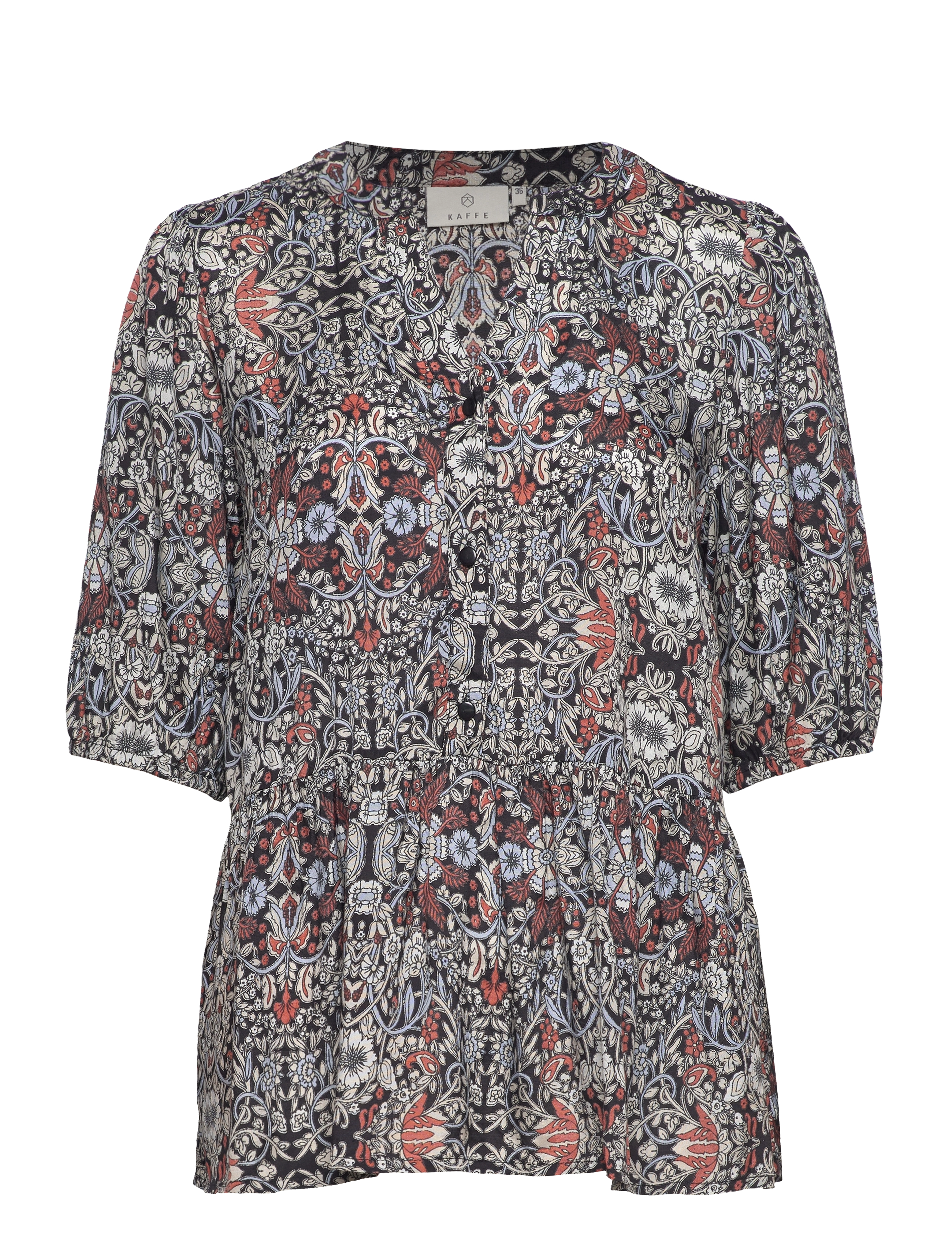 KAtiana Blouse - BLACK/BLUE NOSTALGIA PRINT