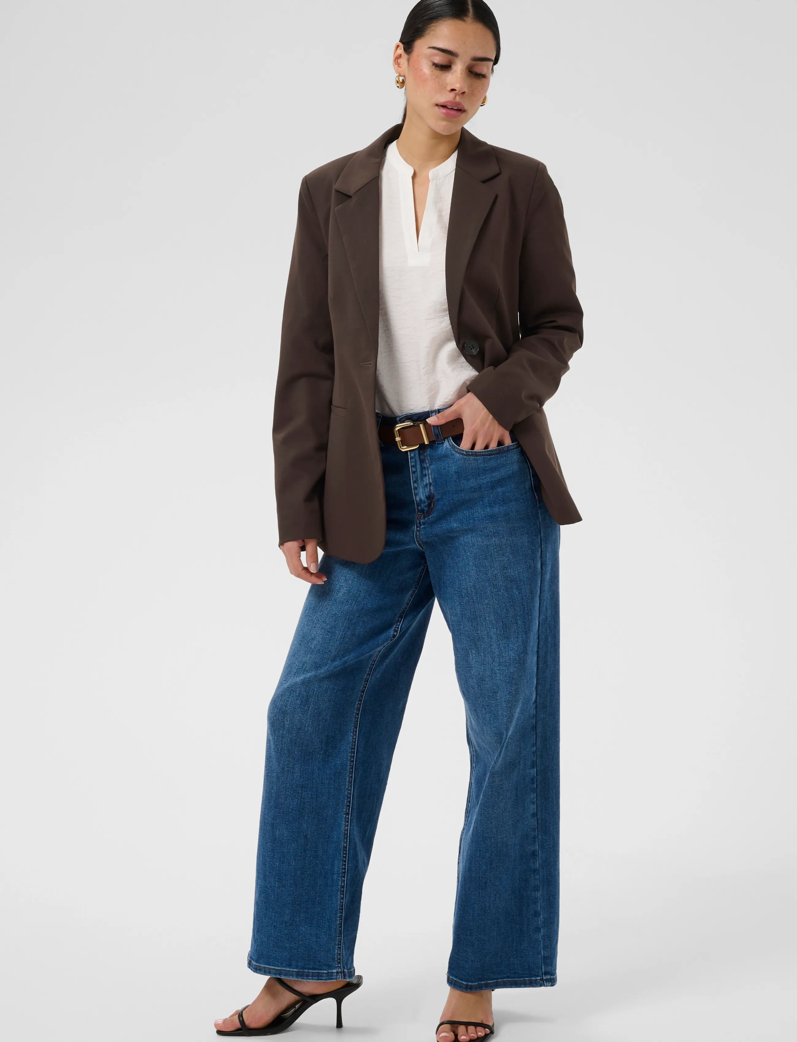 Kaffe - KAsakura Blazer - enkelknäppta kavajer - coffee bean - 3