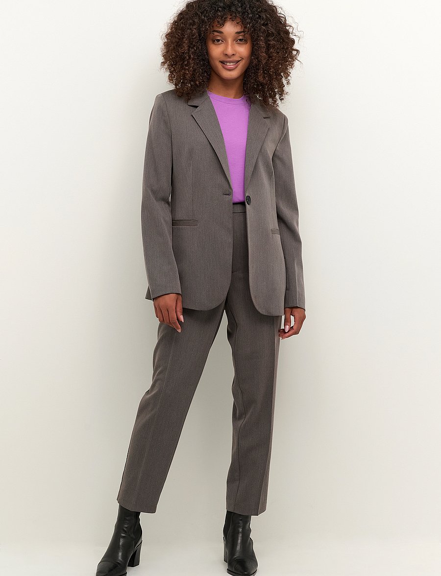 Kaffe - KAsakura Blazer - enkelknäppta kavajer - dark grey melange - 3