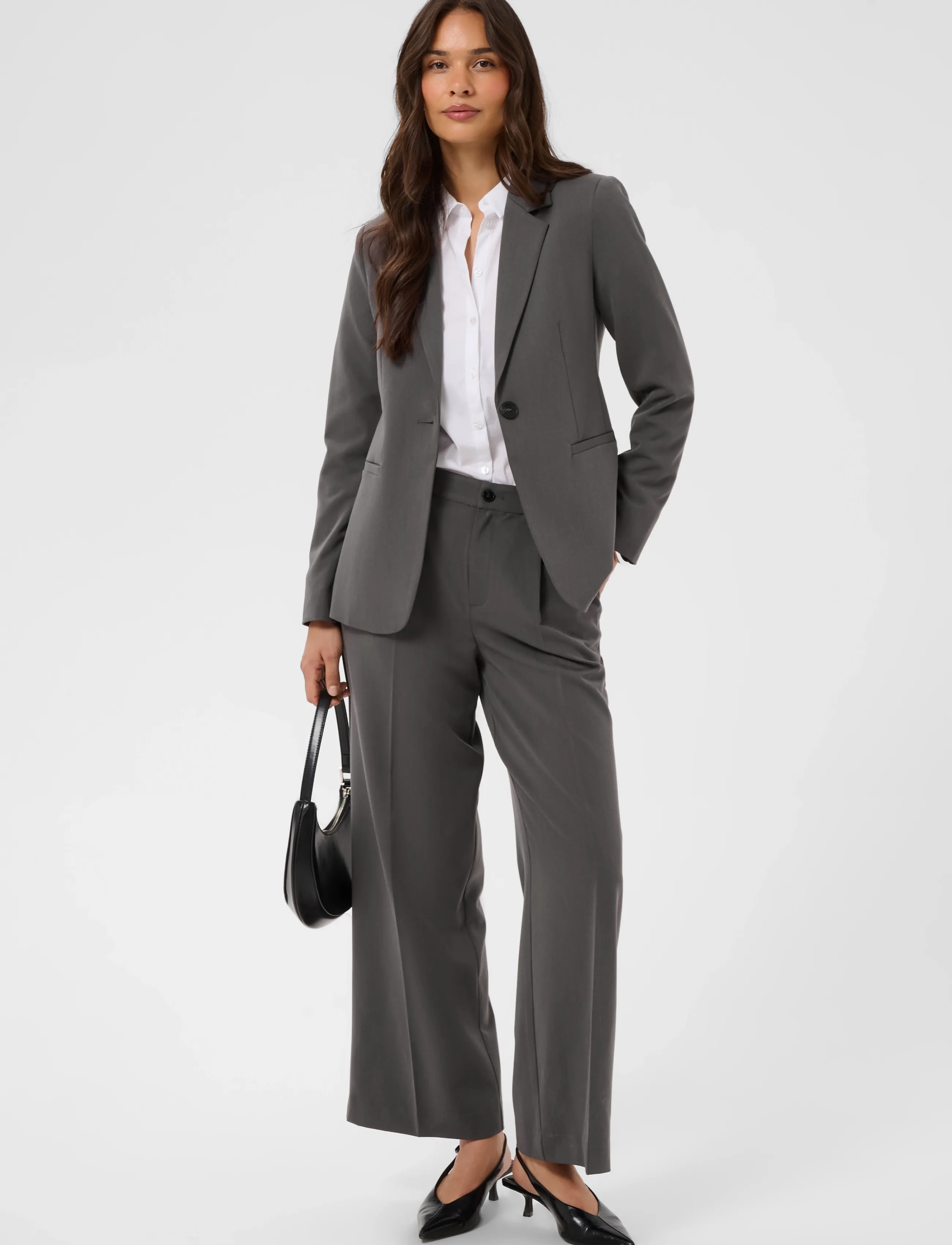 Kaffe - KAsakura Blazer - enkelknäppta kavajer - dark grey melange - 5