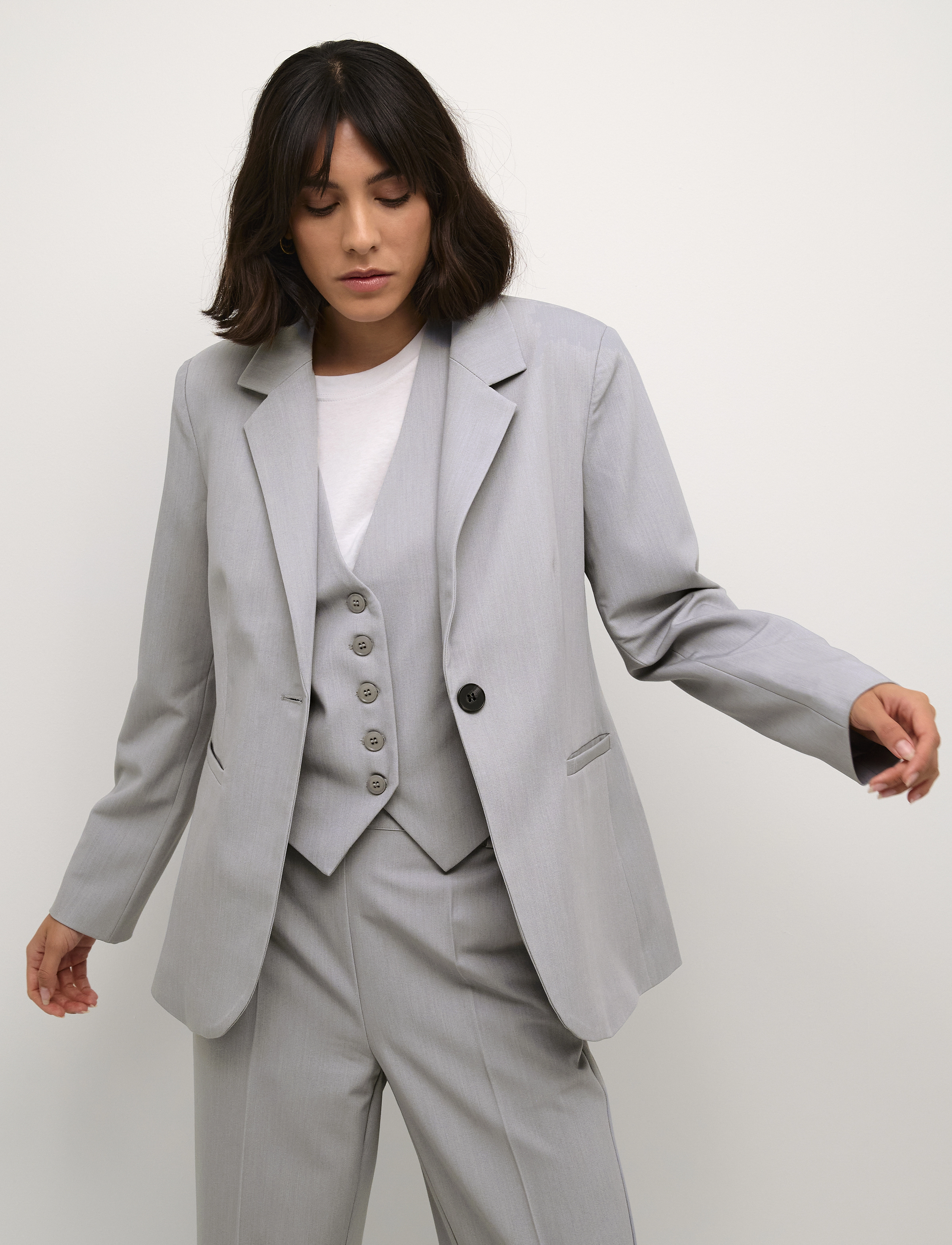 Kaffe - KASAKURA BLAZER - festmode zu outlet-preisen - grey melange - 0
