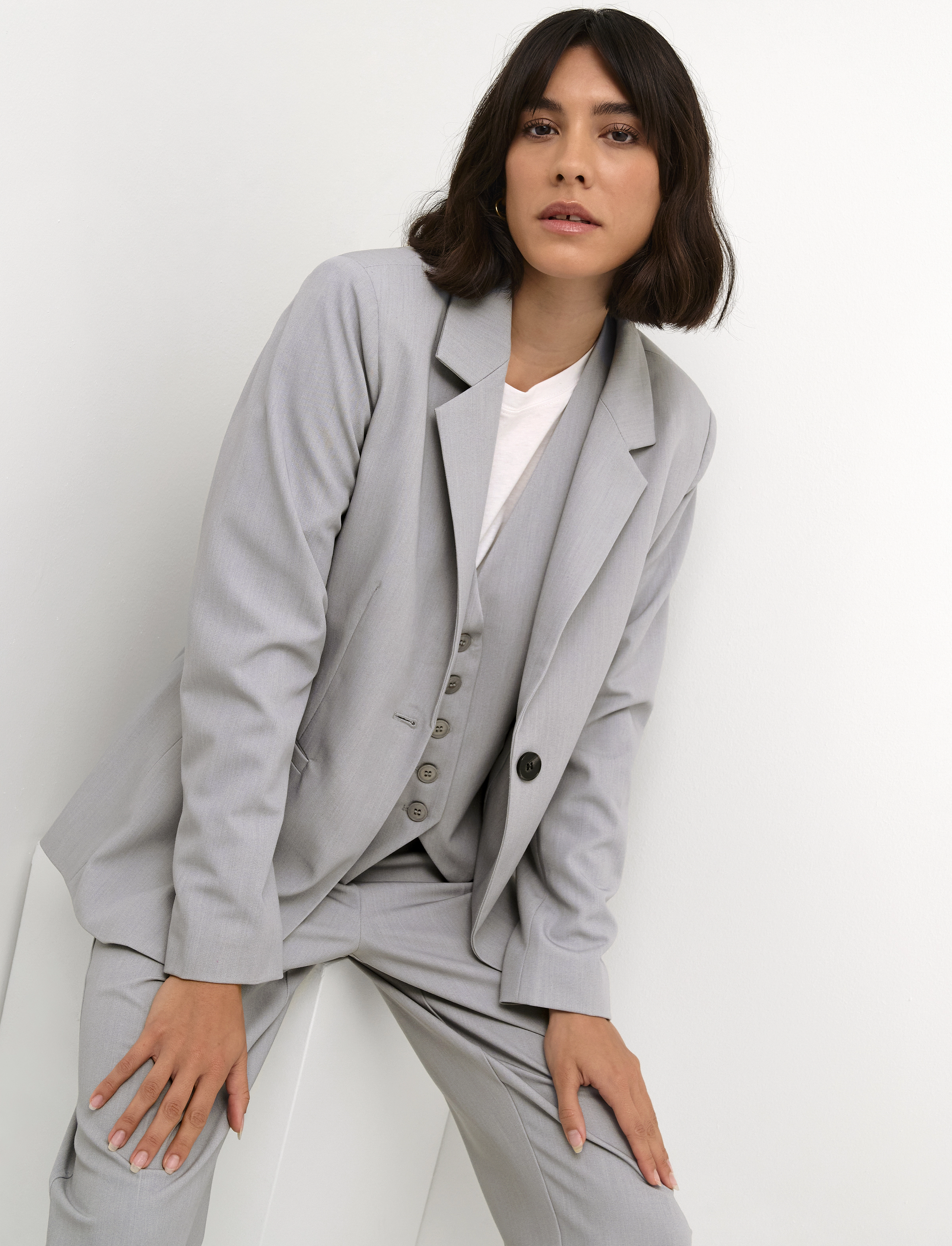 Kaffe - KASAKURA BLAZER - festmode zu outlet-preisen - grey melange - 5