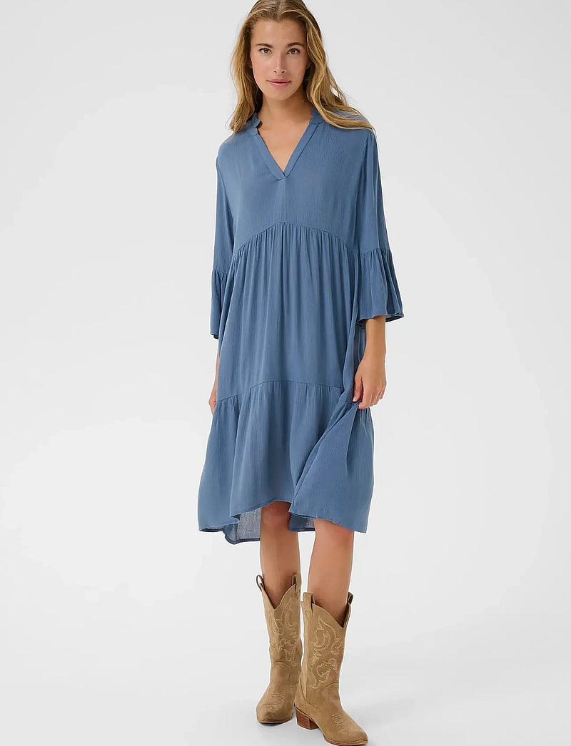 Kaffe - KAmarianah Amber Dress - skjortklänningar - bering sea - 0