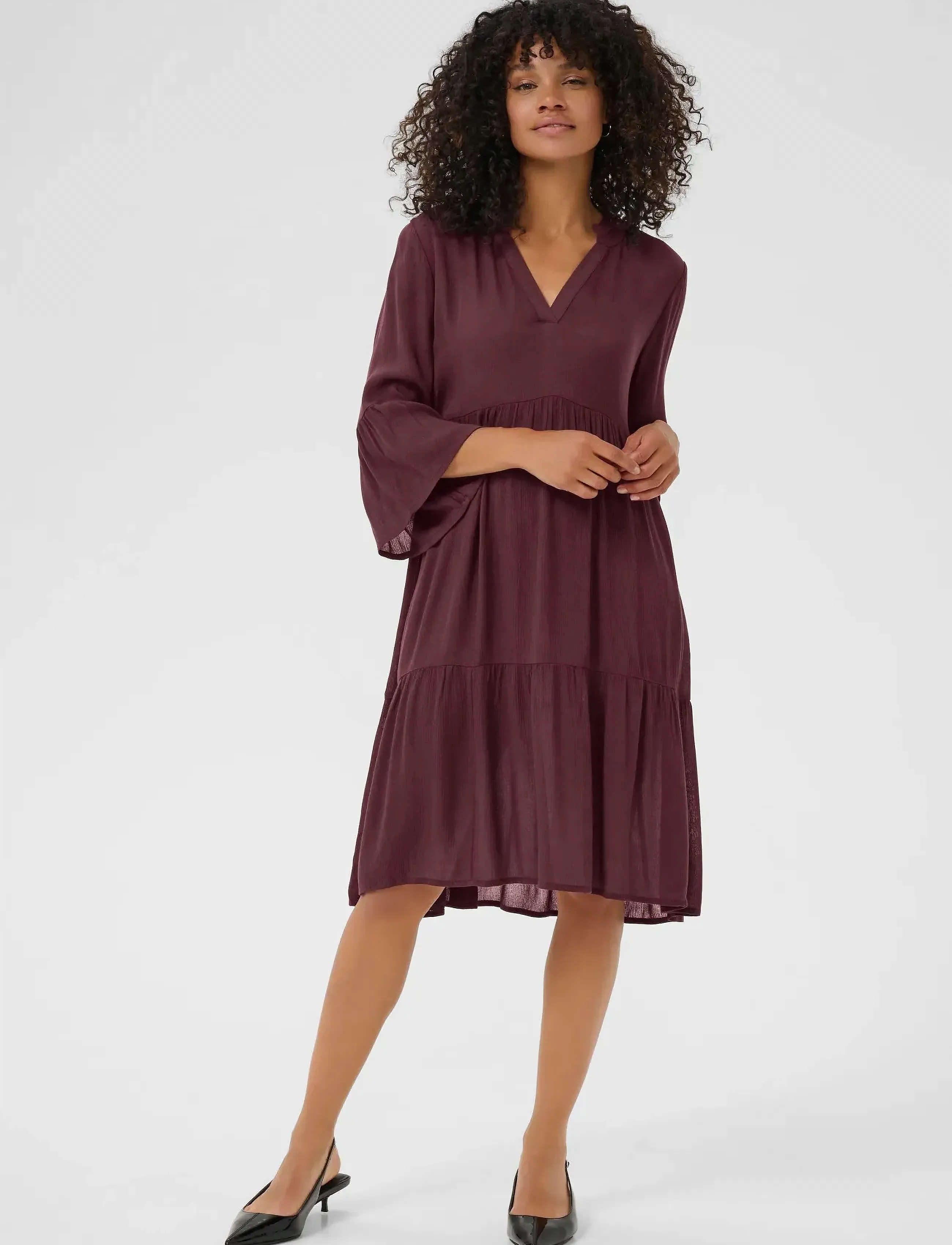 Kaffe - KAmarianah Amber Dress - skjortklänningar - windsor wine - 3