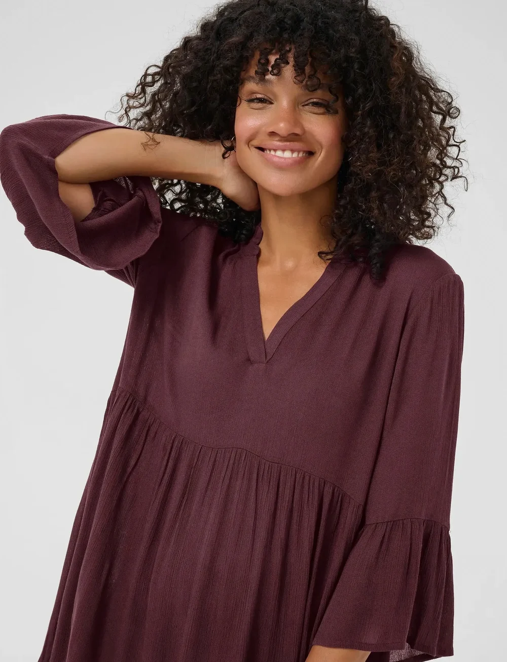 Kaffe - KAmarianah Amber Dress - skjortekjoler - windsor wine - 4
