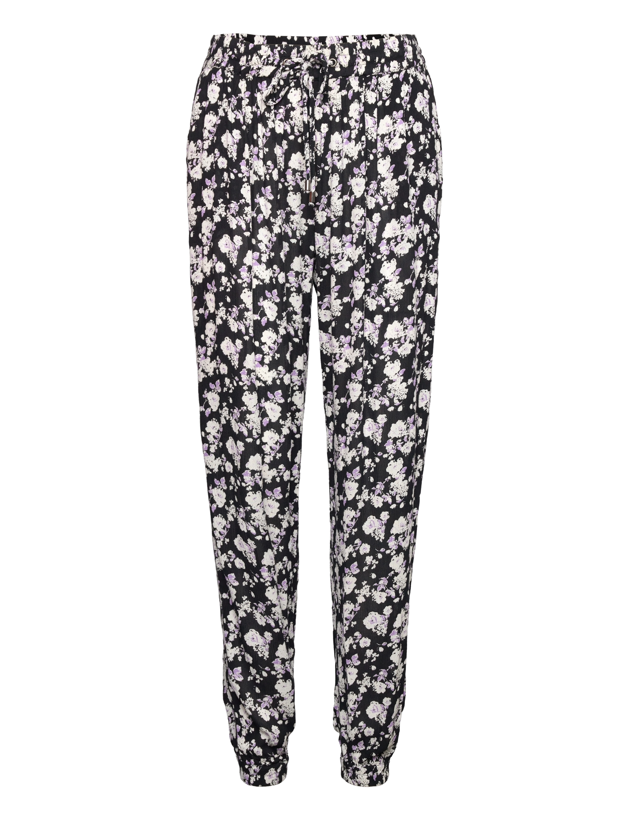Kaffe - KAhedvika Amber Pants - black - chalk/purple flower - 0