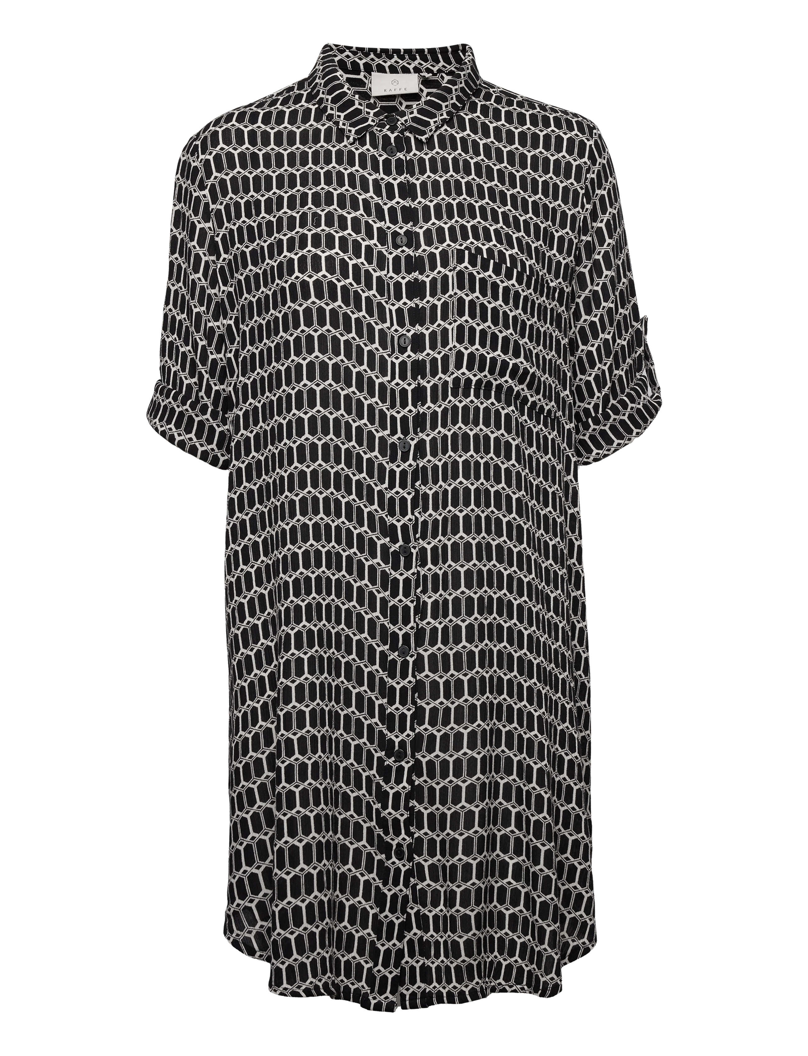 Kaffe - KAhildur Amber Shirt Dress - black / chalk graphic print - 2