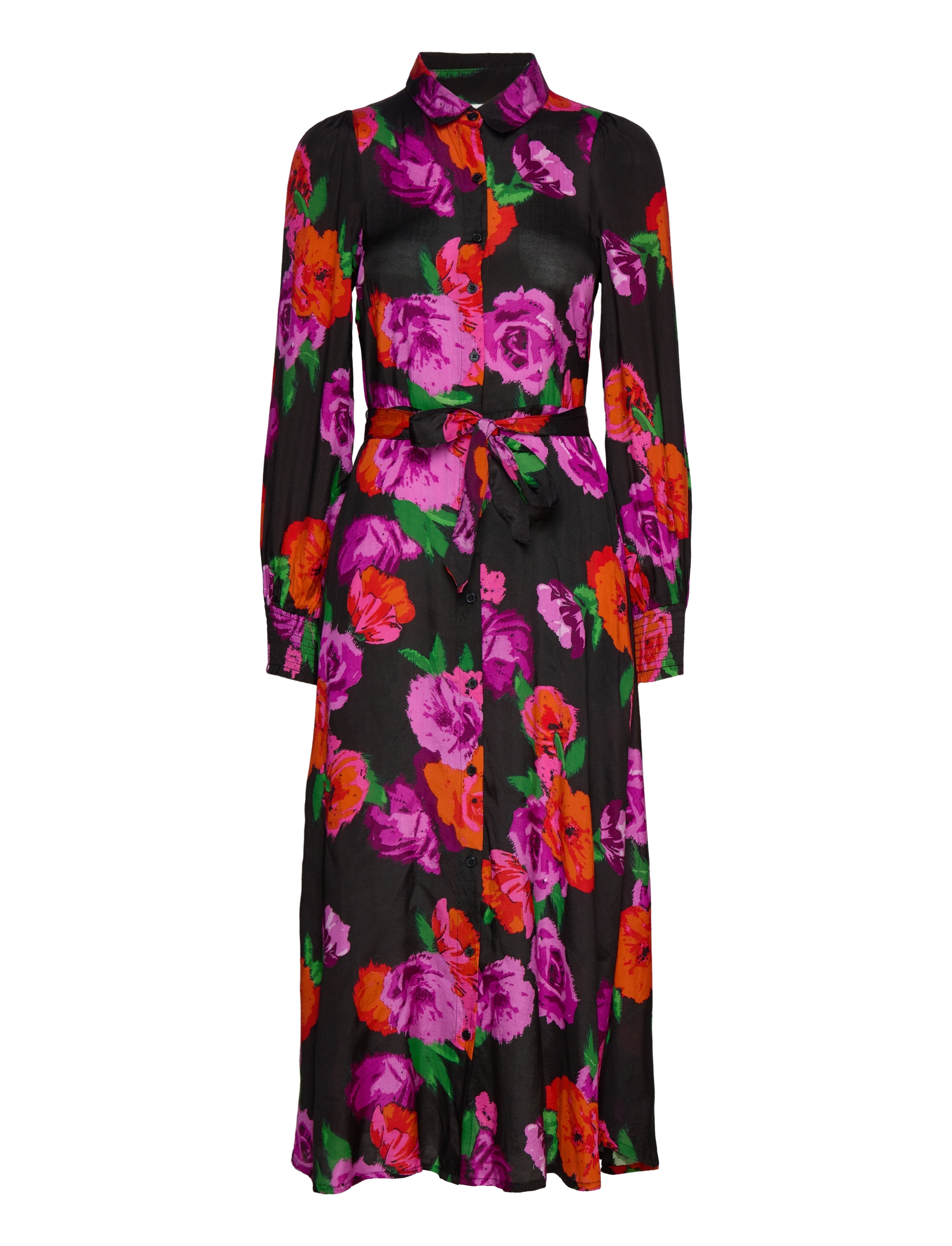 Kaffe - KAflorina Shirt Dress - black -red/purple big flower - 1