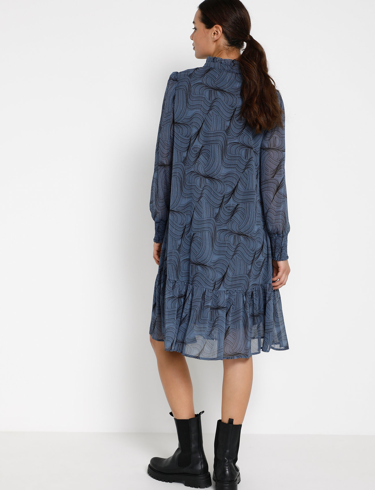 Kaffe - KAjema Dress - infinity blue / black lines - 4