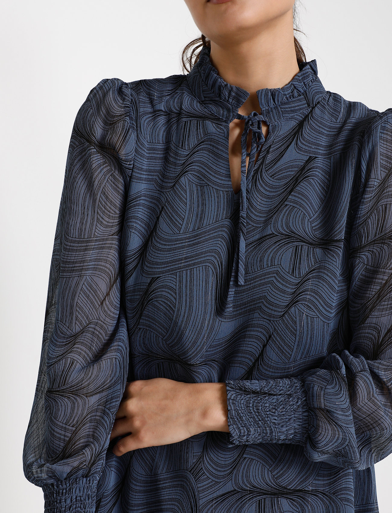 Kaffe - KAjema Dress - infinity blue / black lines - 5