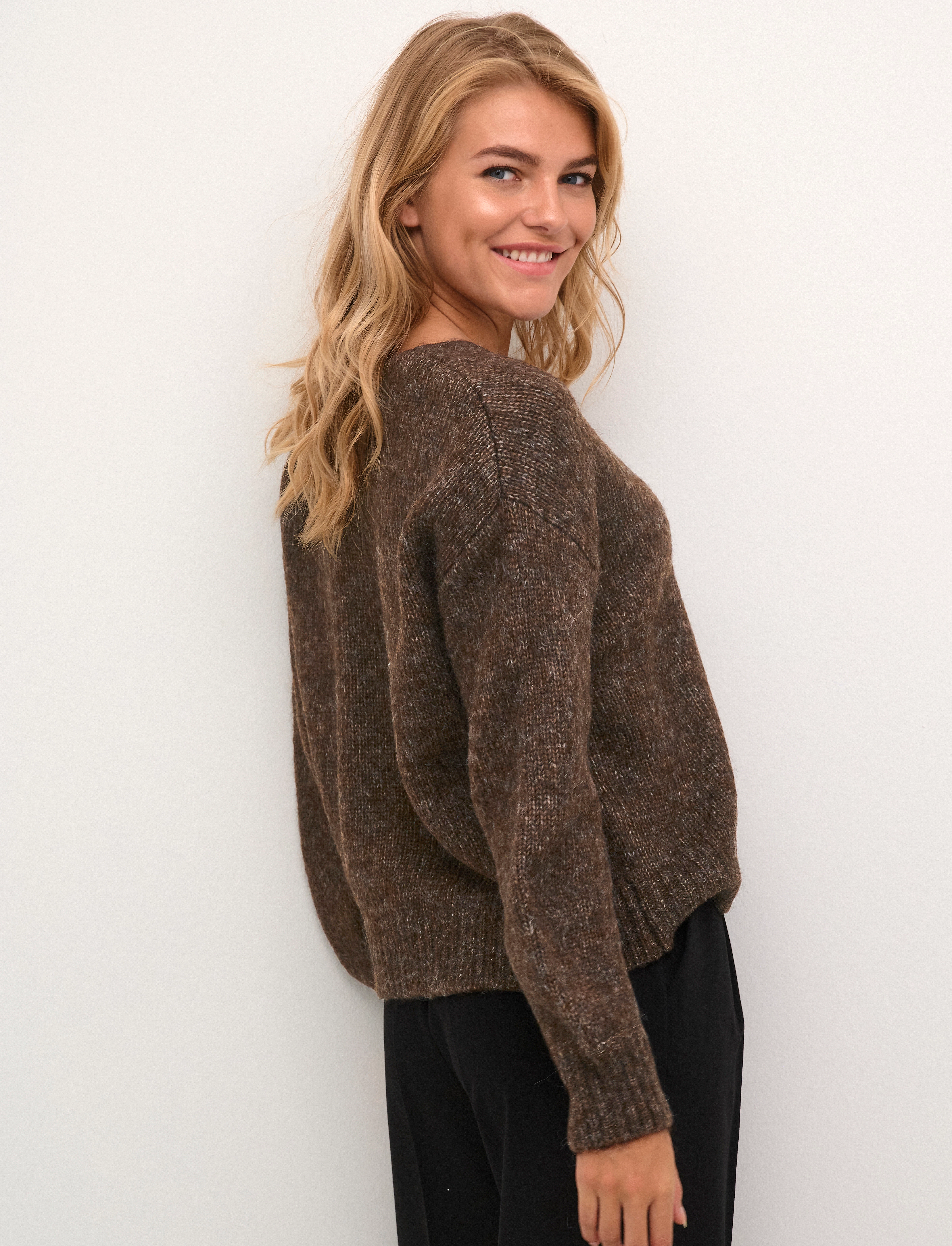 Kaffe - KAsarla V-Neck Pullover - java melange - 4