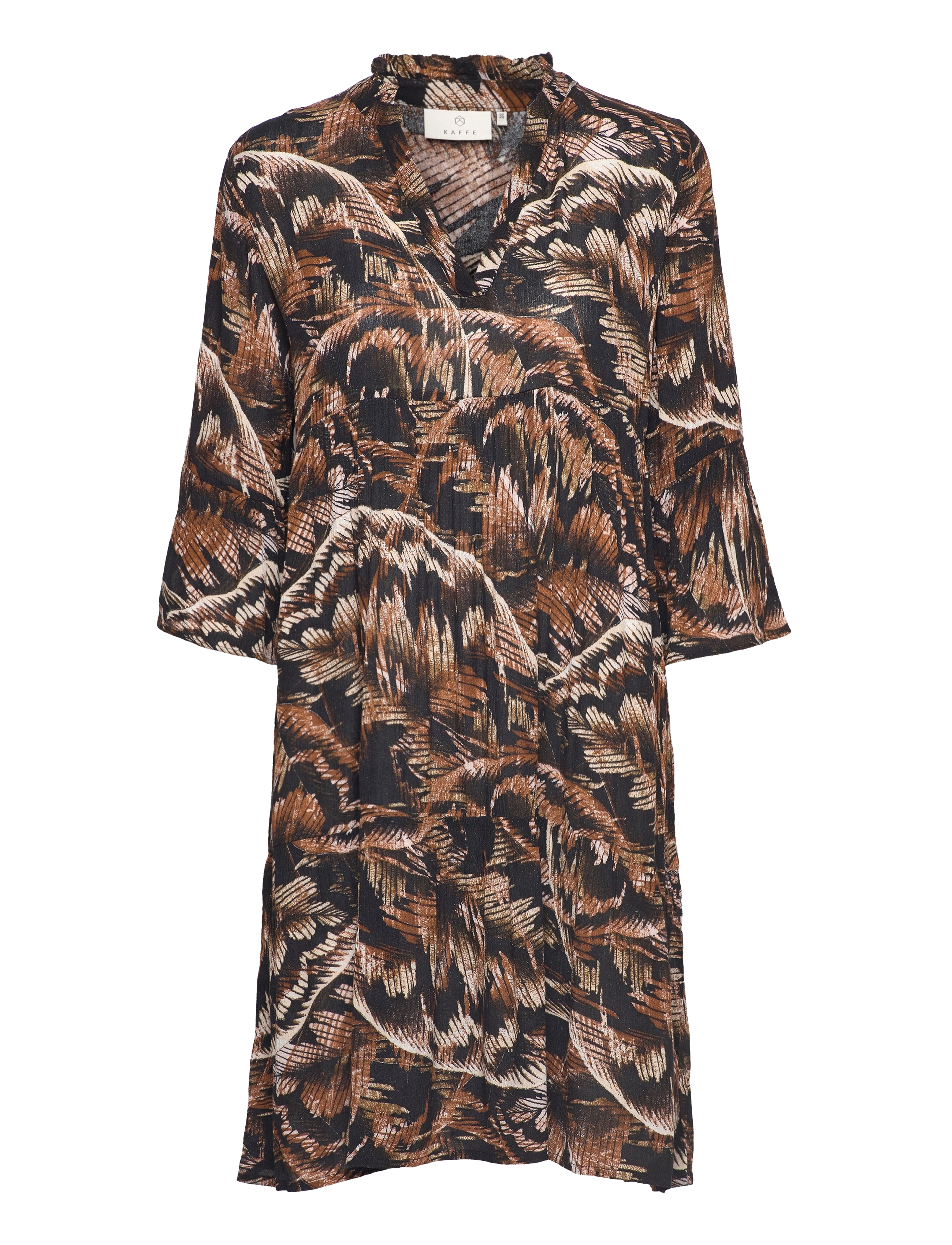 Kaffe - KAerina Amber Dress - brown tones big leaf print - 1