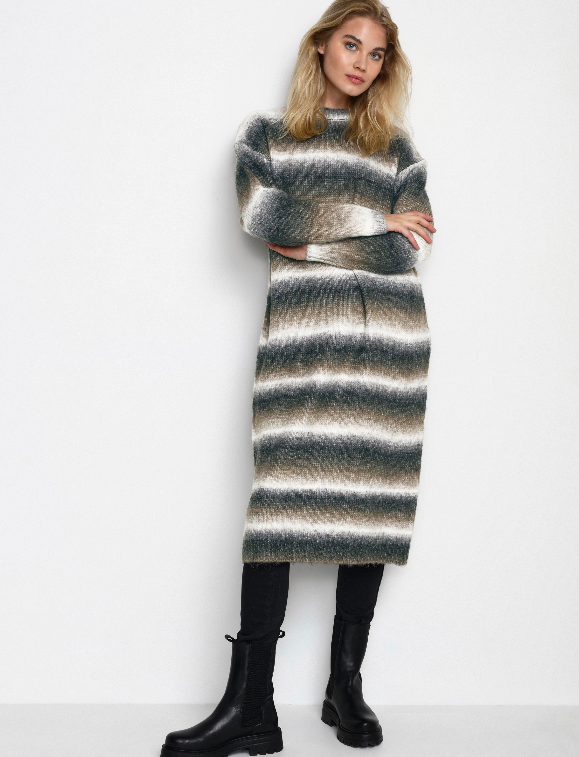 Kaffe - KAdera Knit Dress - toffe / chalk and grey melange - 3