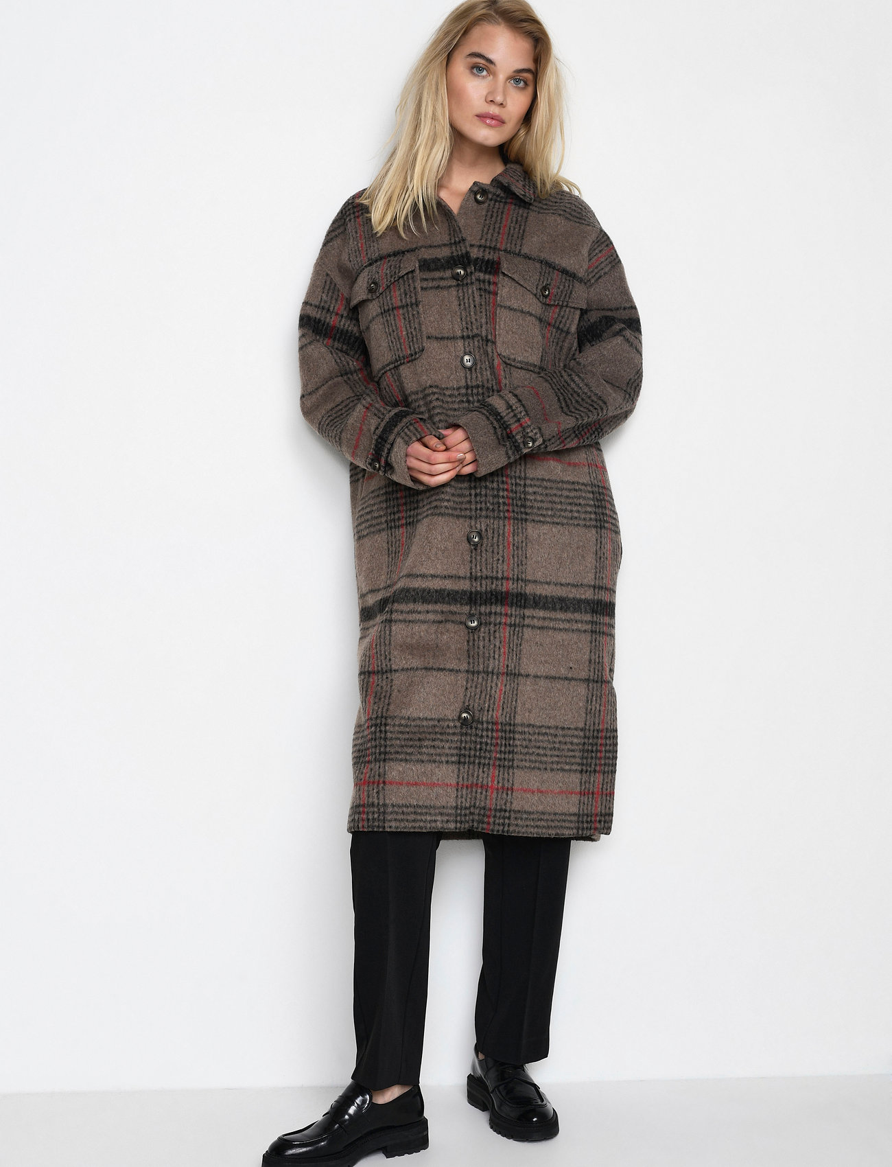 Kaffe - KAmellani Jacket - beige/red check - 5