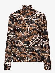 Kaffe - KAerina Amber Blouse - blouses met lange mouwen - brown tones big leaf print - 0