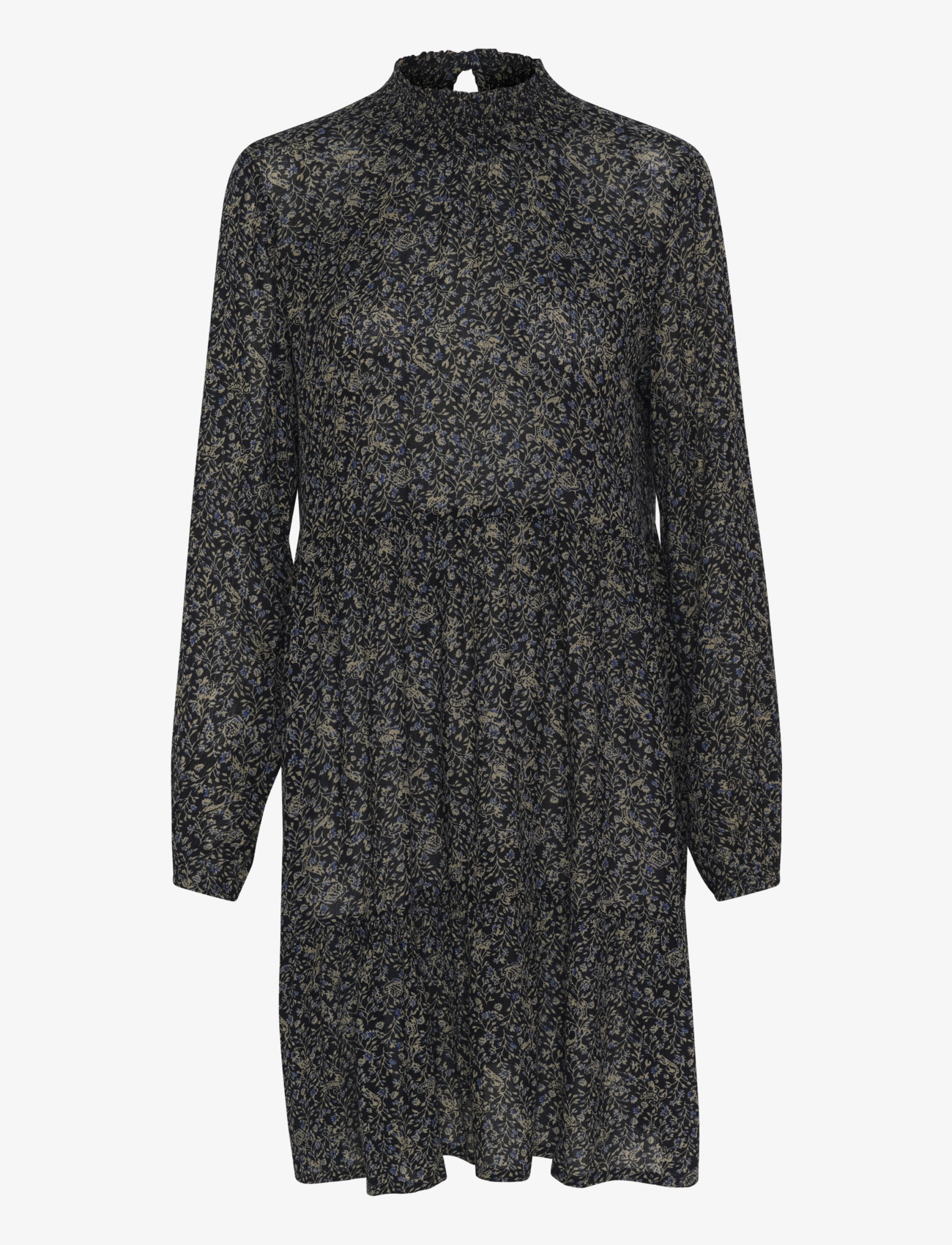 Kaffe KAsally Amber Dress LS - Tøj - MIDNIGHT PETIT LEAF PRINT / black