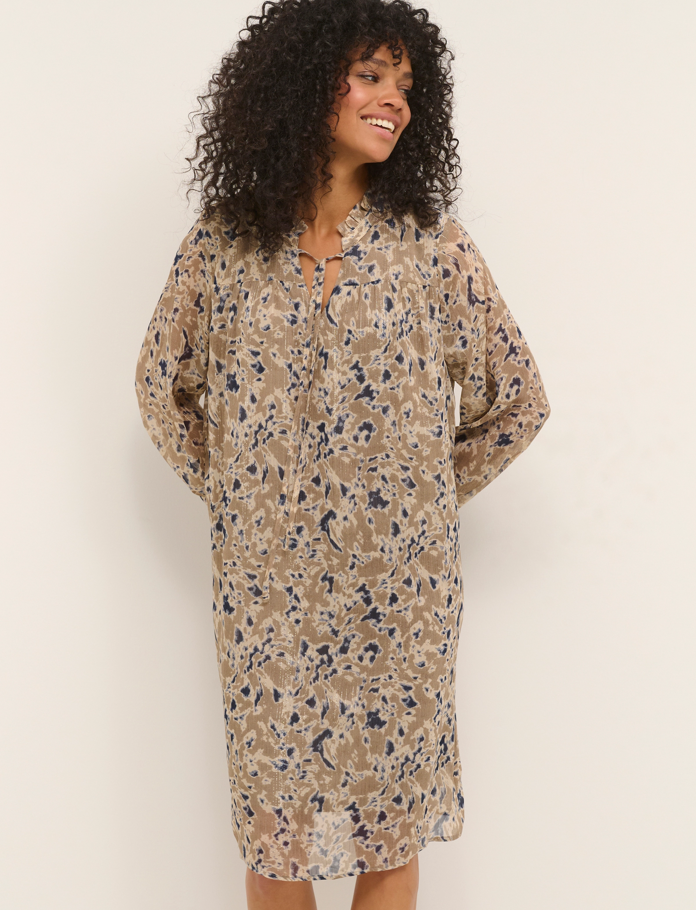 Kaffe KAsunda Dress - Short Dresses - FALLEN ROCK/BLUE PRINT / beige