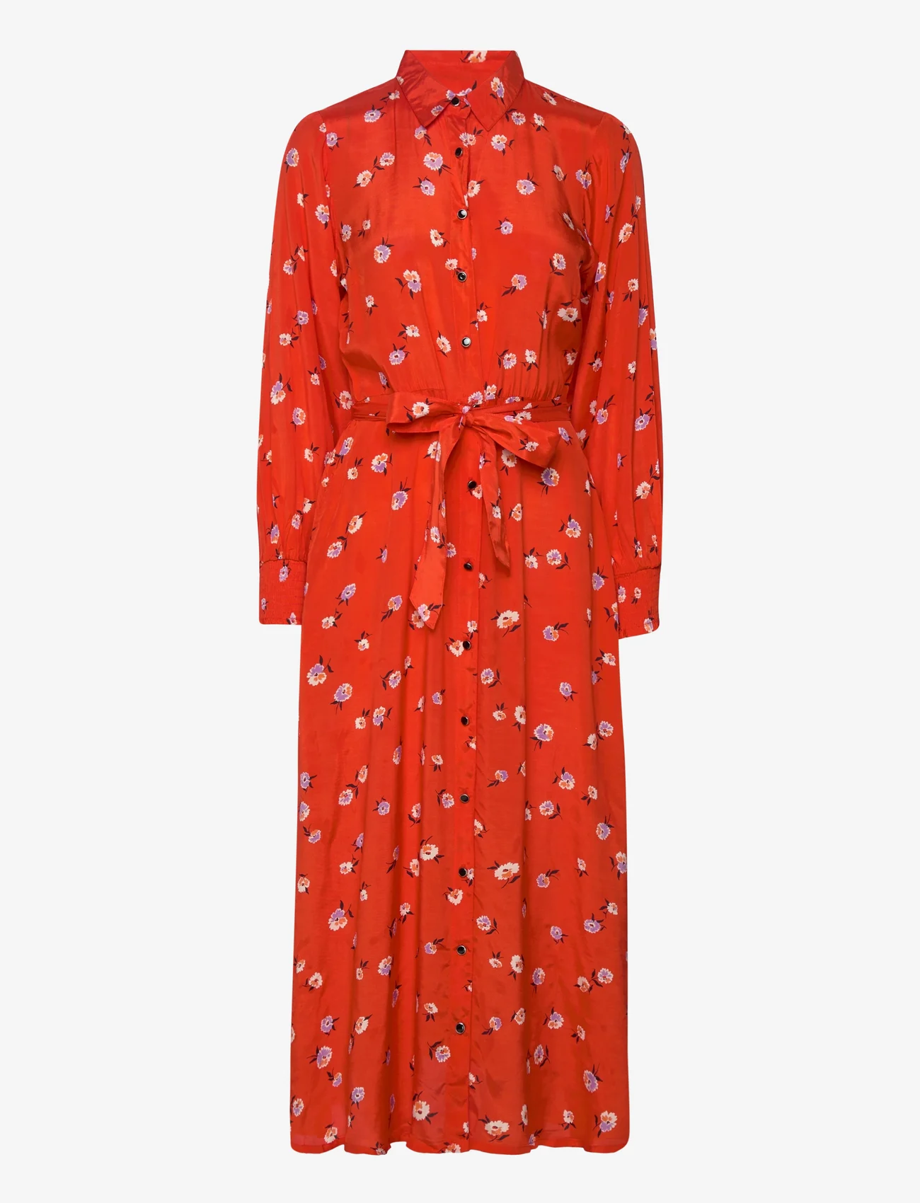 Kaffe - KAobina Oline Dress - skjortklänningar - fiery red flower print - 0