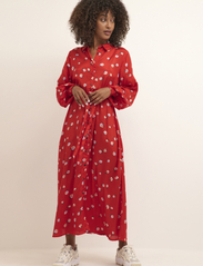 Kaffe - KAobina Oline Dress - shirt dresses - fiery red flower print - 2