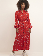 Kaffe - KAobina Oline Dress - shirt dresses - fiery red flower print - 3