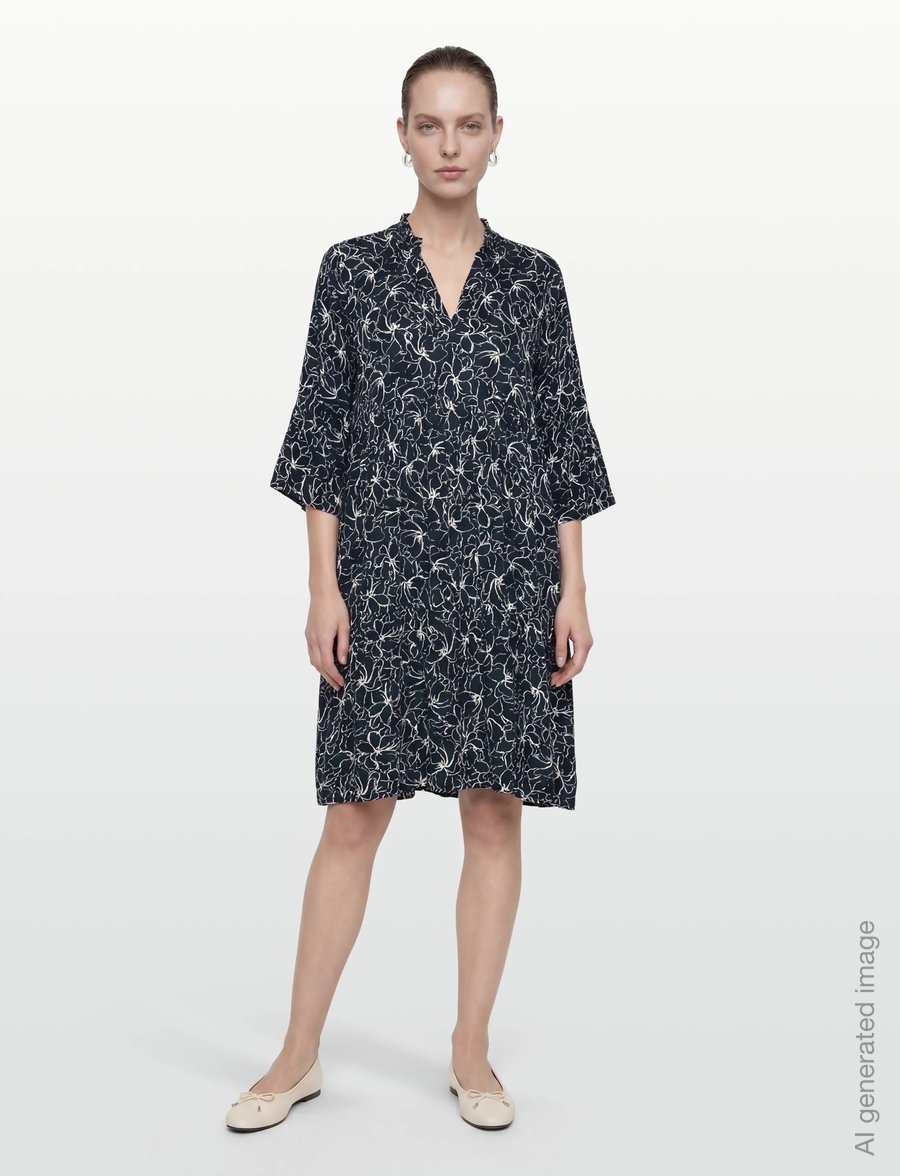 Kaffe - KAellen Amber Dress - sommarklänningar - midnight marine chalk flower - 0