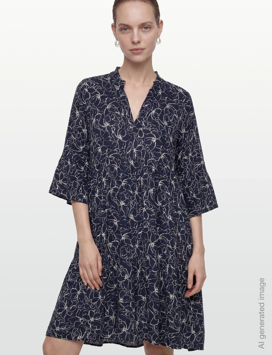 Kaffe - KAellen Amber Dress - sommarklänningar - midnight marine chalk flower - 3
