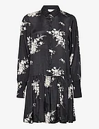 KAgilla 3/4 Sleeve Dress - BLACK/ANTIQUE FLOWER PRINT